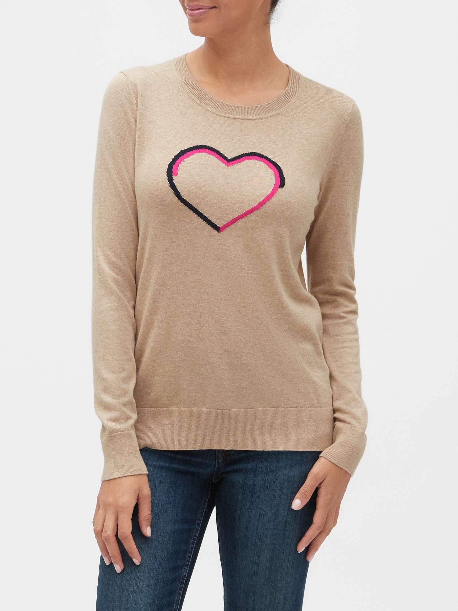 Double Heart CrewNeck Sweater Banana Republic Factory