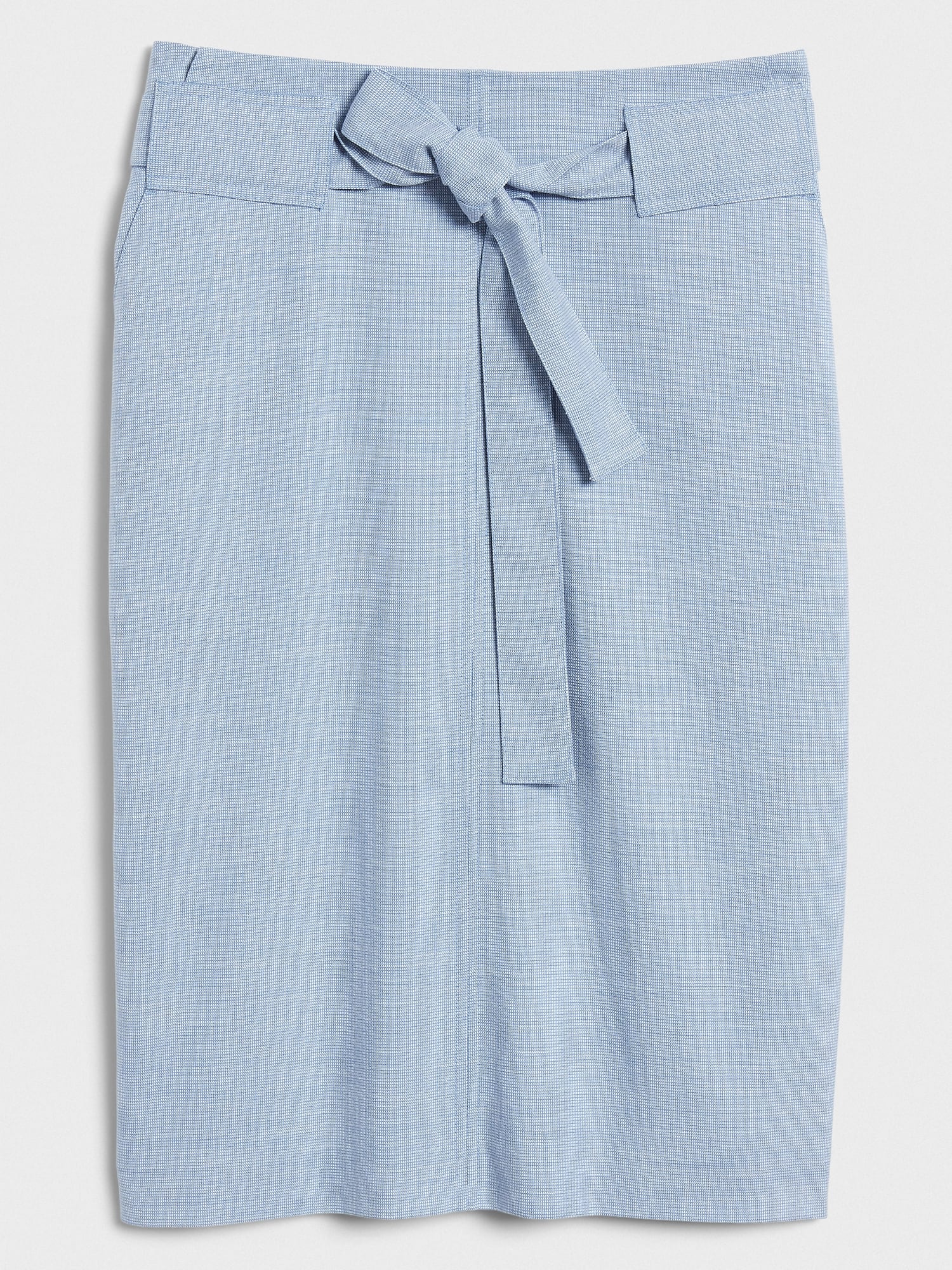 Chambray Tie-Waist Pencil Skirt