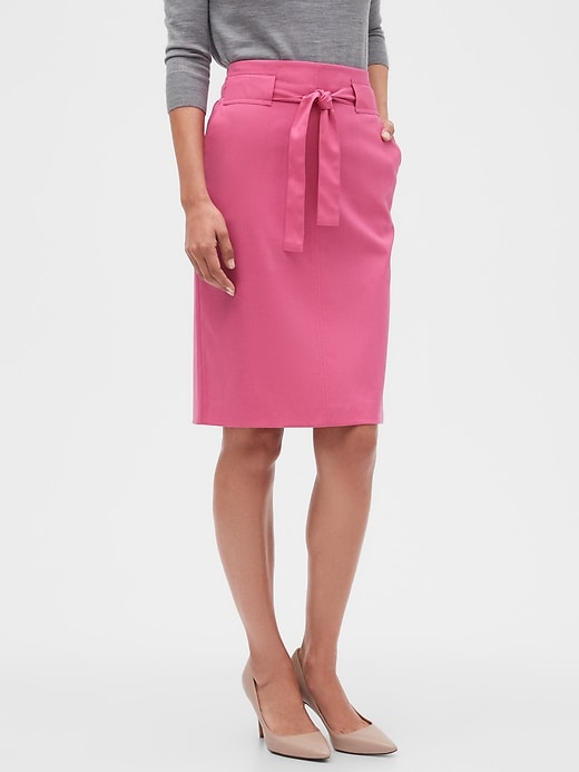 Petite Tie Waist Pencil Skirt