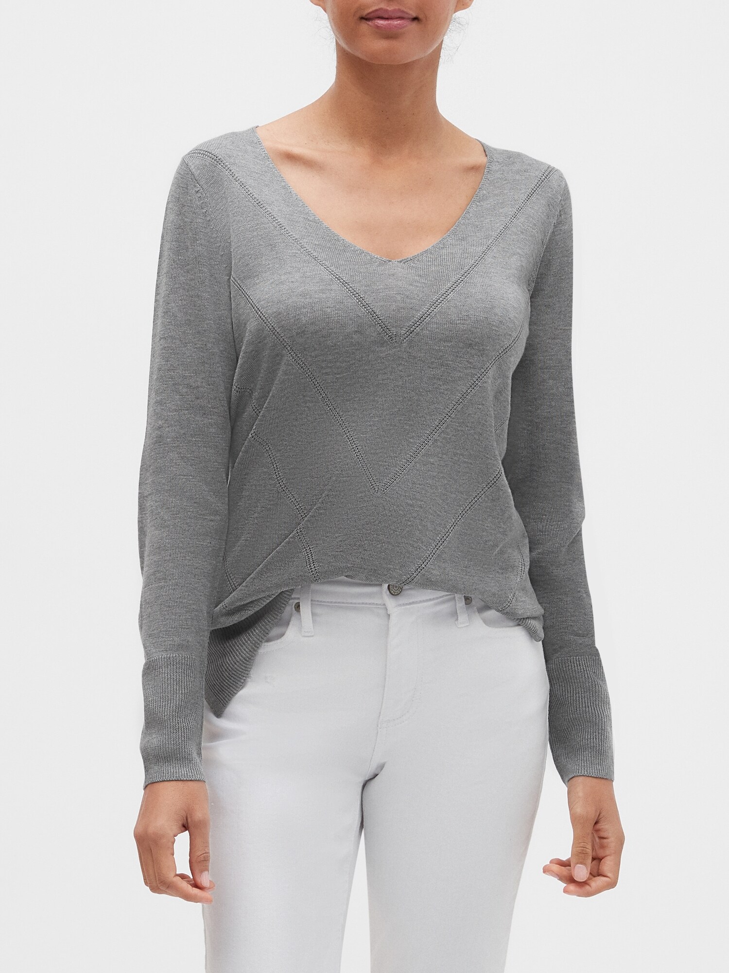 Chevron Stitch V-Neck Sweater | Banana Republic Factory