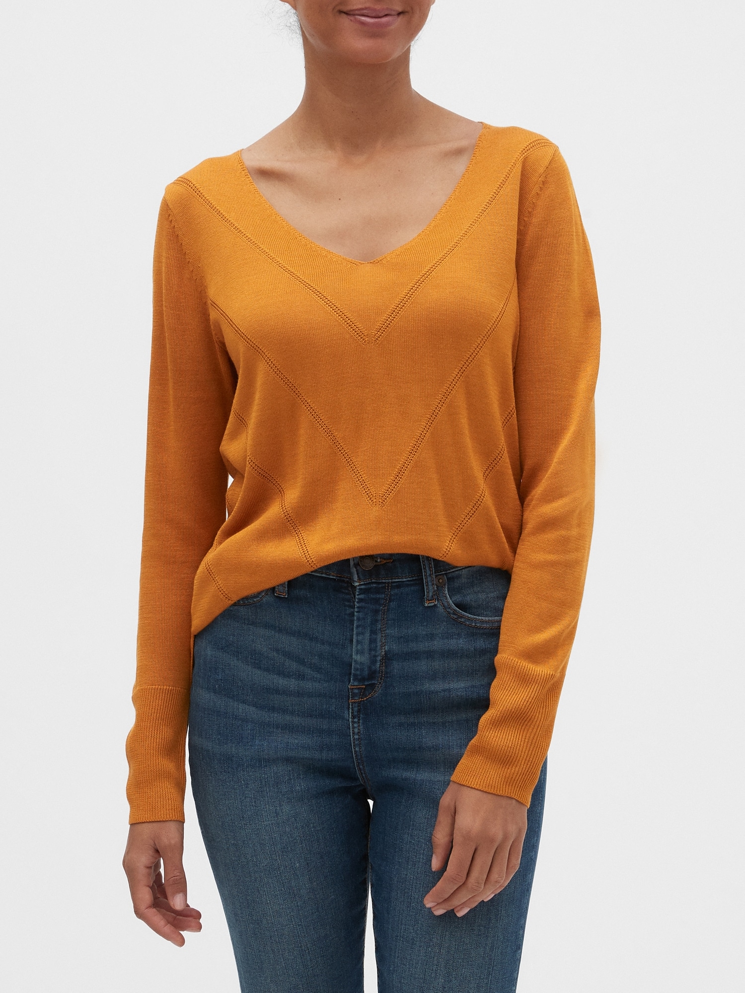 Chevron Stitch V-Neck Sweater | Banana Republic Factory