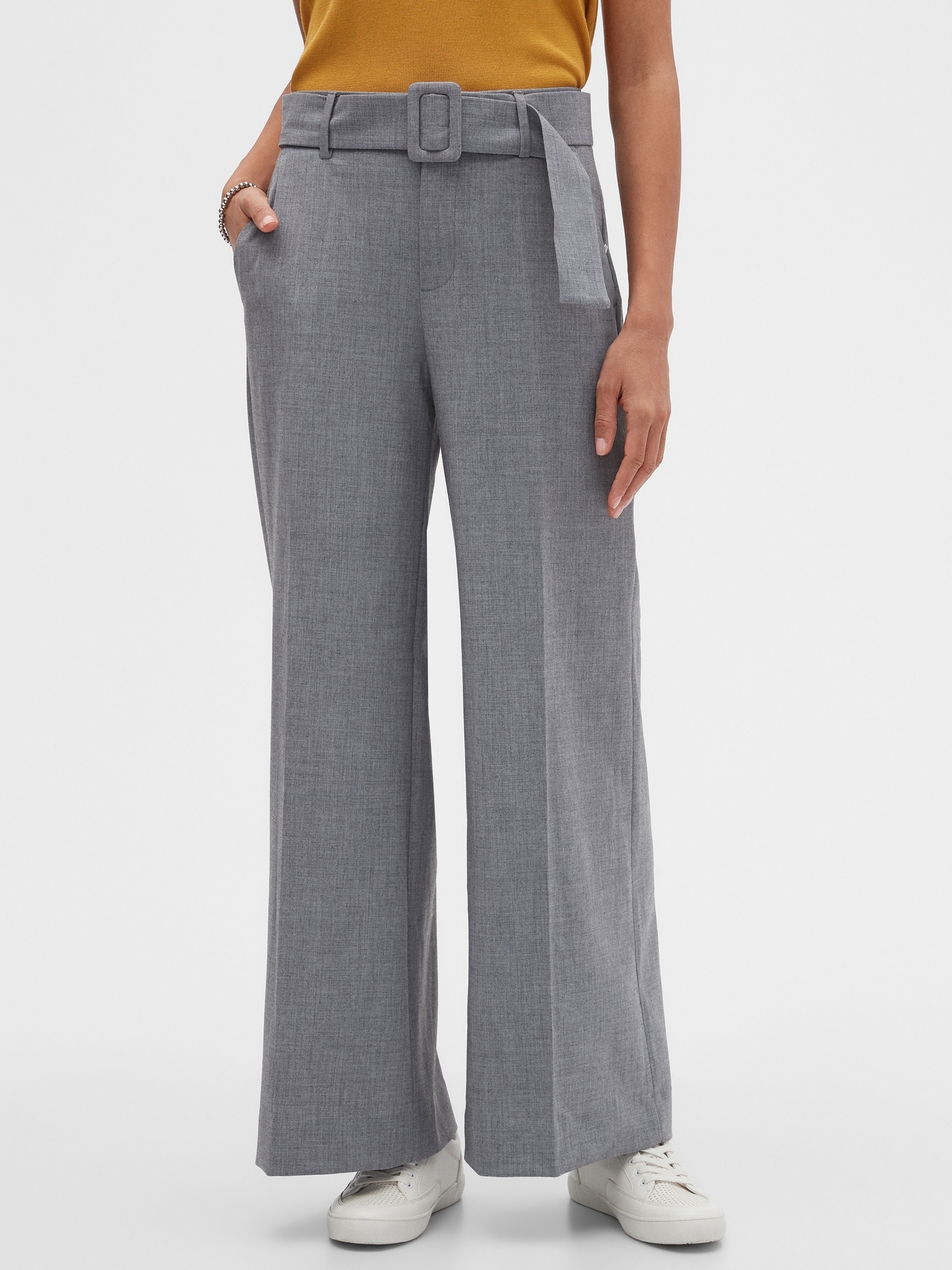 petite belted trousers