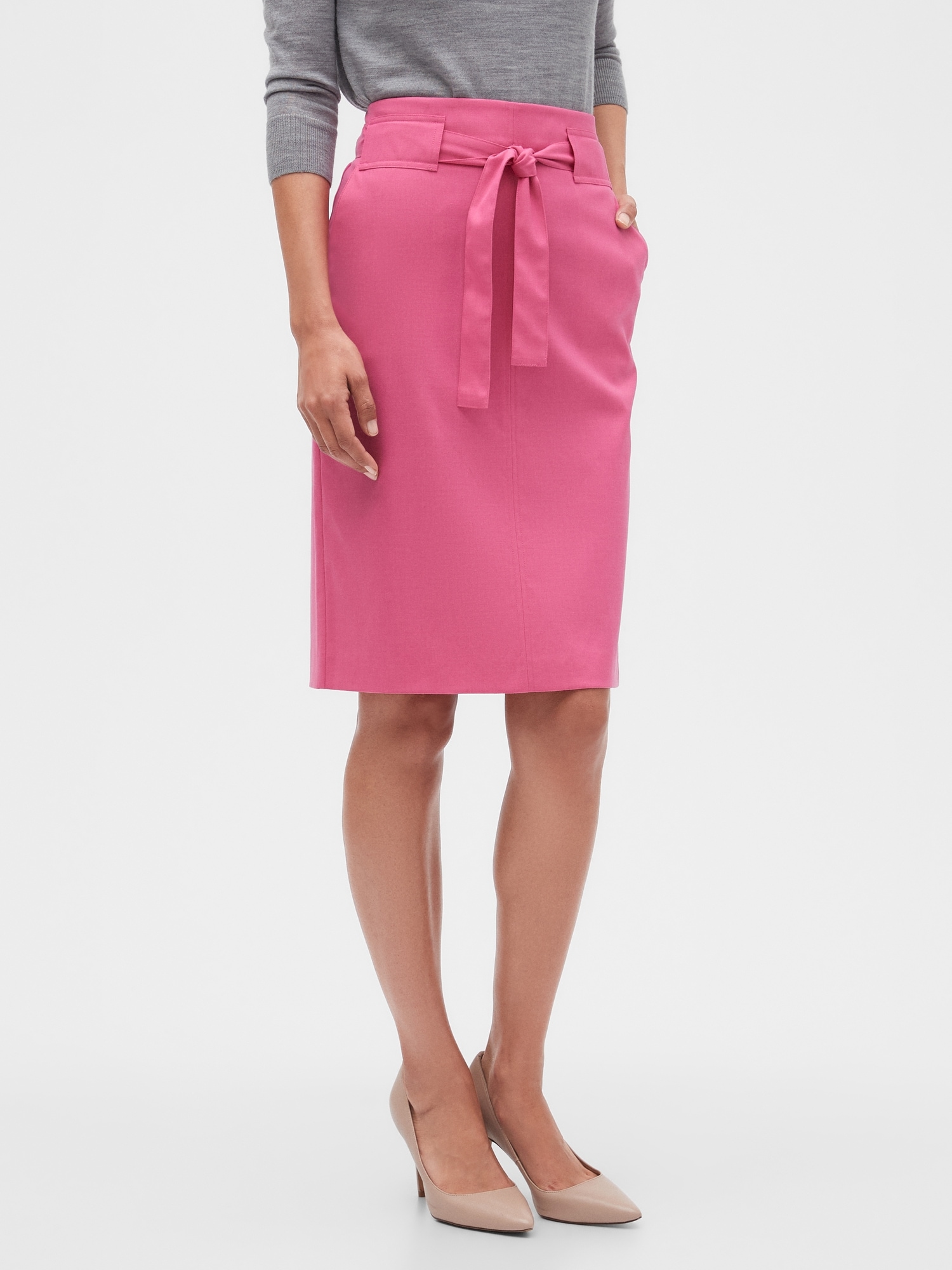 Tie-Waist Pencil Skirt