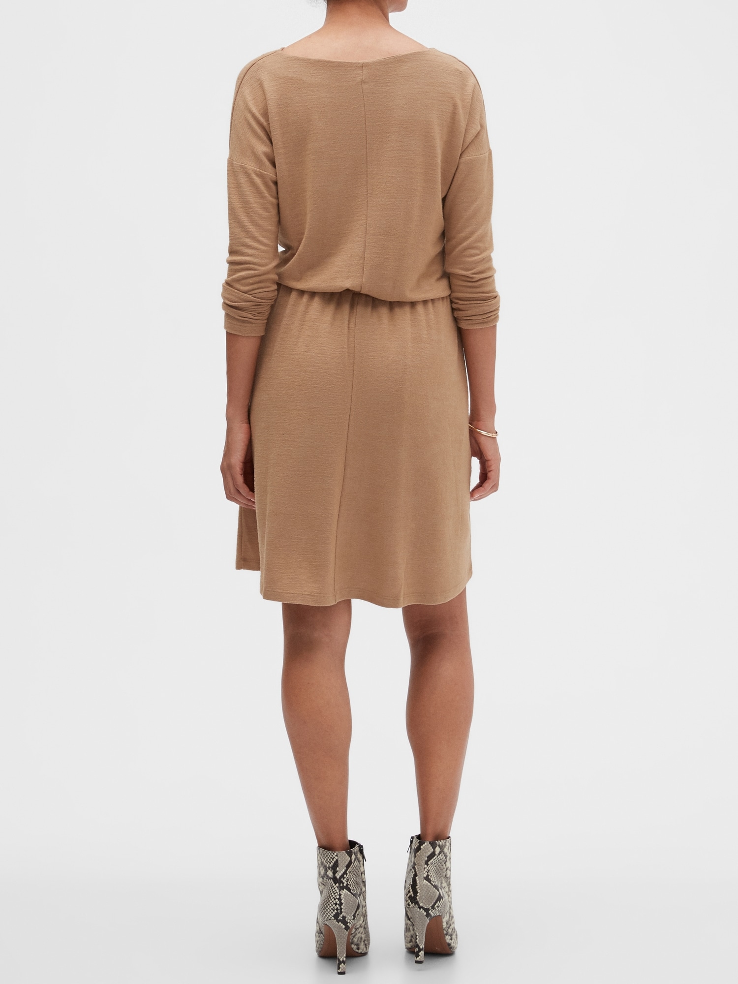 LuxeSpun Cowl-Neck Fit-and-Flare Dress