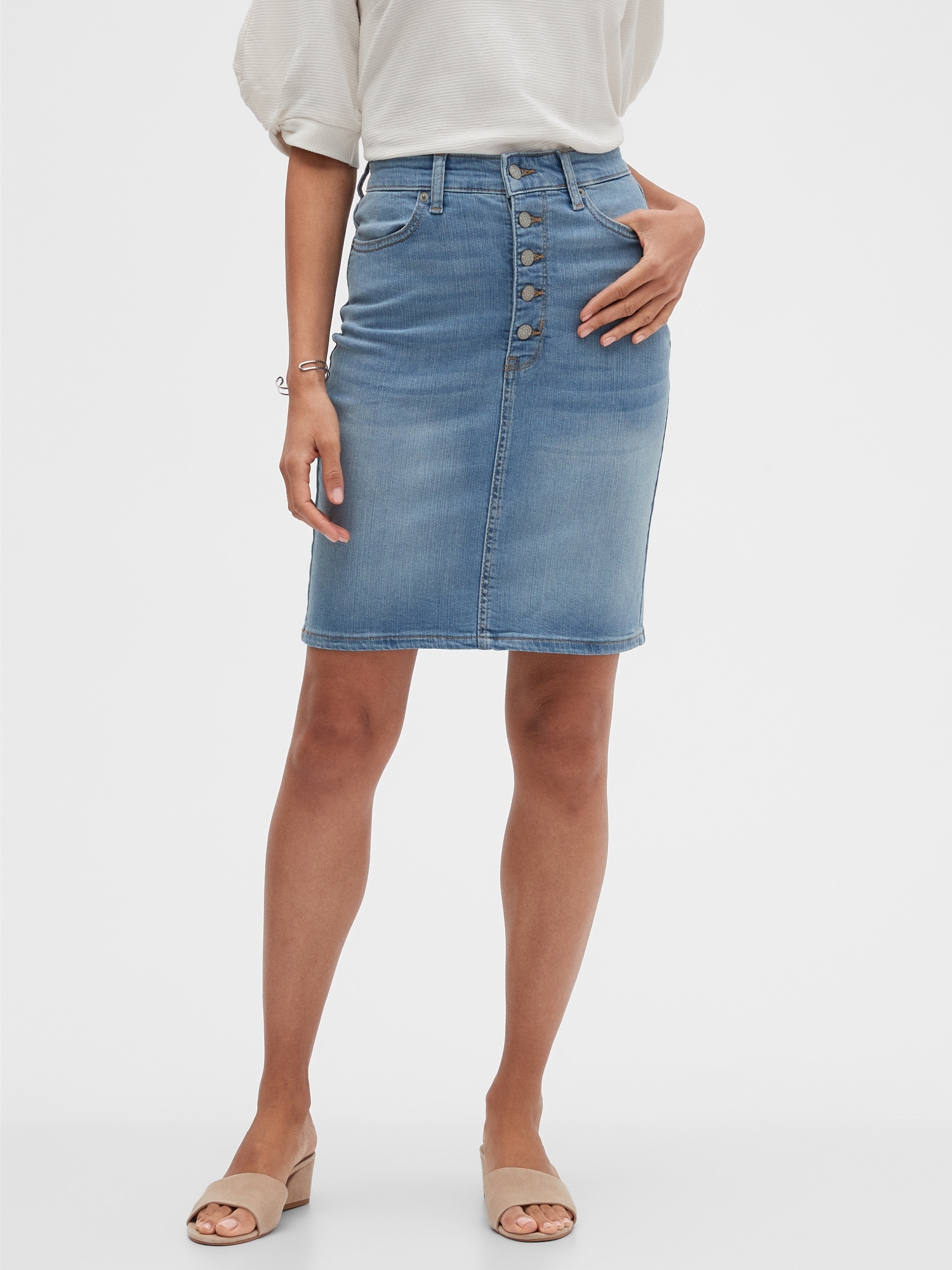 YOURS PETITE Plus Size Curve Blue Denim Midi Skirt | Yours Clothing