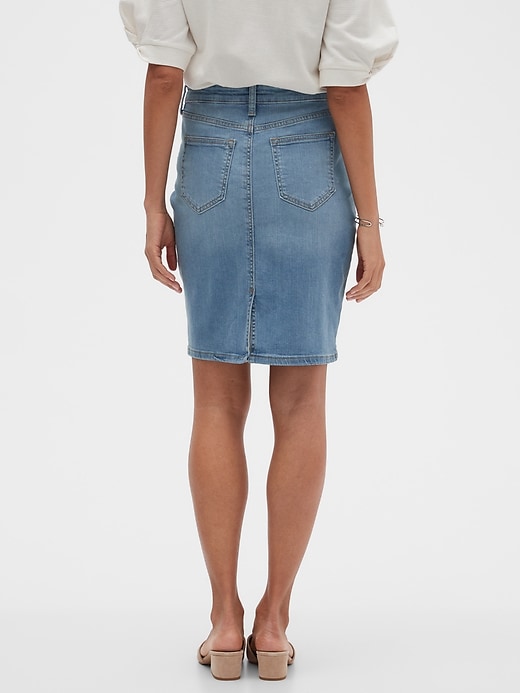 The Limited Button Front Denim Skirt | Alicia Tenise