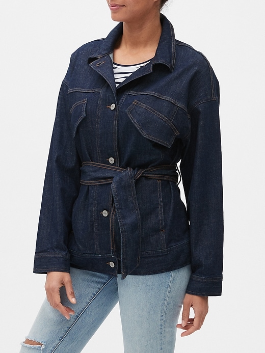 Oversized Tie-Waist Denim Jacket | Banana Republic Factory