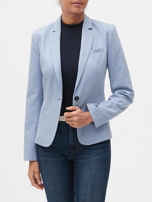 Petite Banana Republic Blue Blazer Petite Washable Chambray Blazer