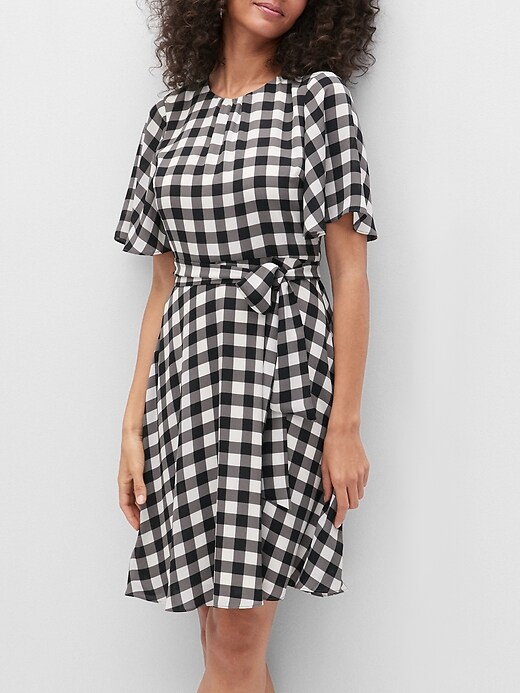 Gingham Fit-and-Flare Dress | Banana Republic Factory Gingham Fit-and-Flare Dress | Banana Republic Factory