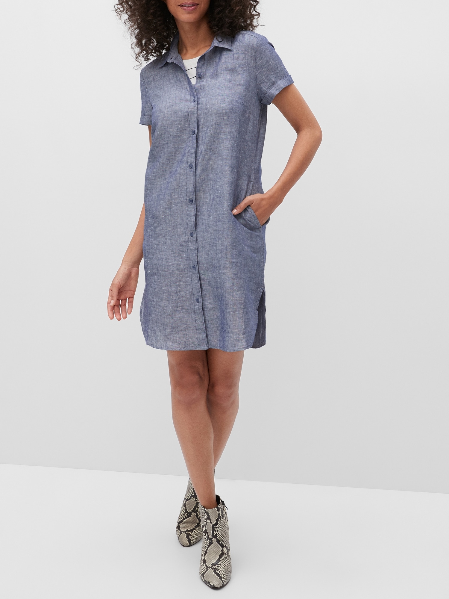 banana republic floral shirt dress