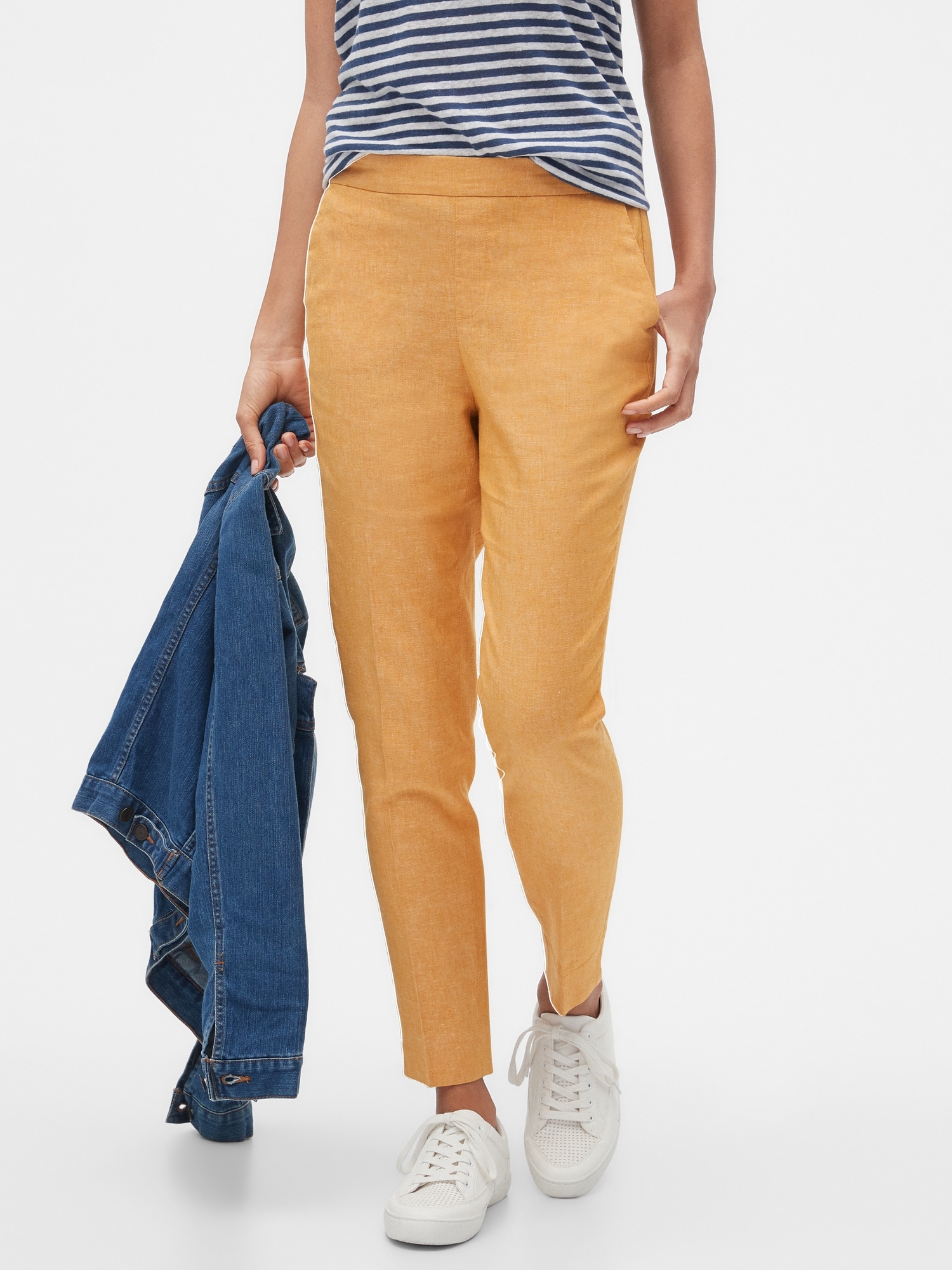 Hayden Stretch Linen Pull-On Soft Ankle Pant