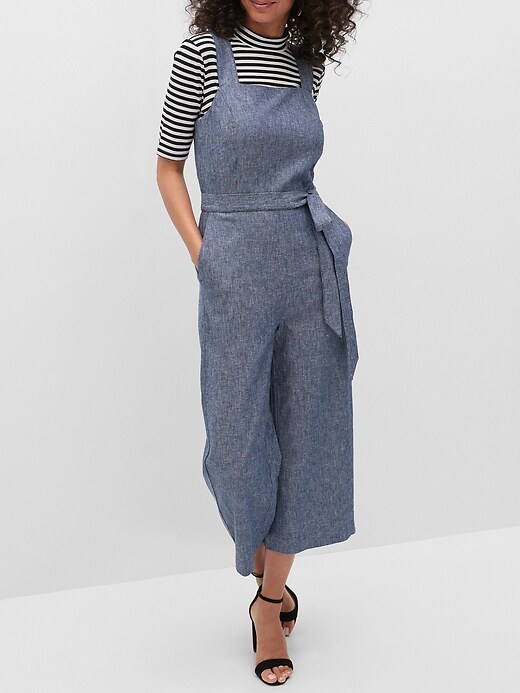 petite linen overalls