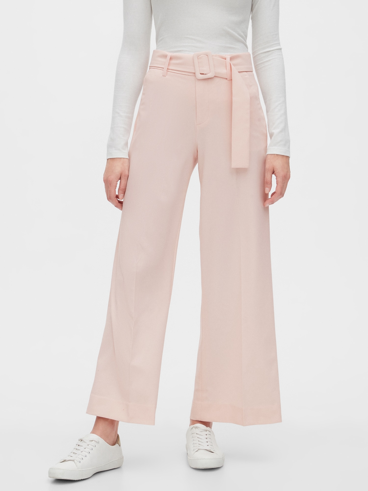 High-Rise Wide-Leg Belted Trouser Pant