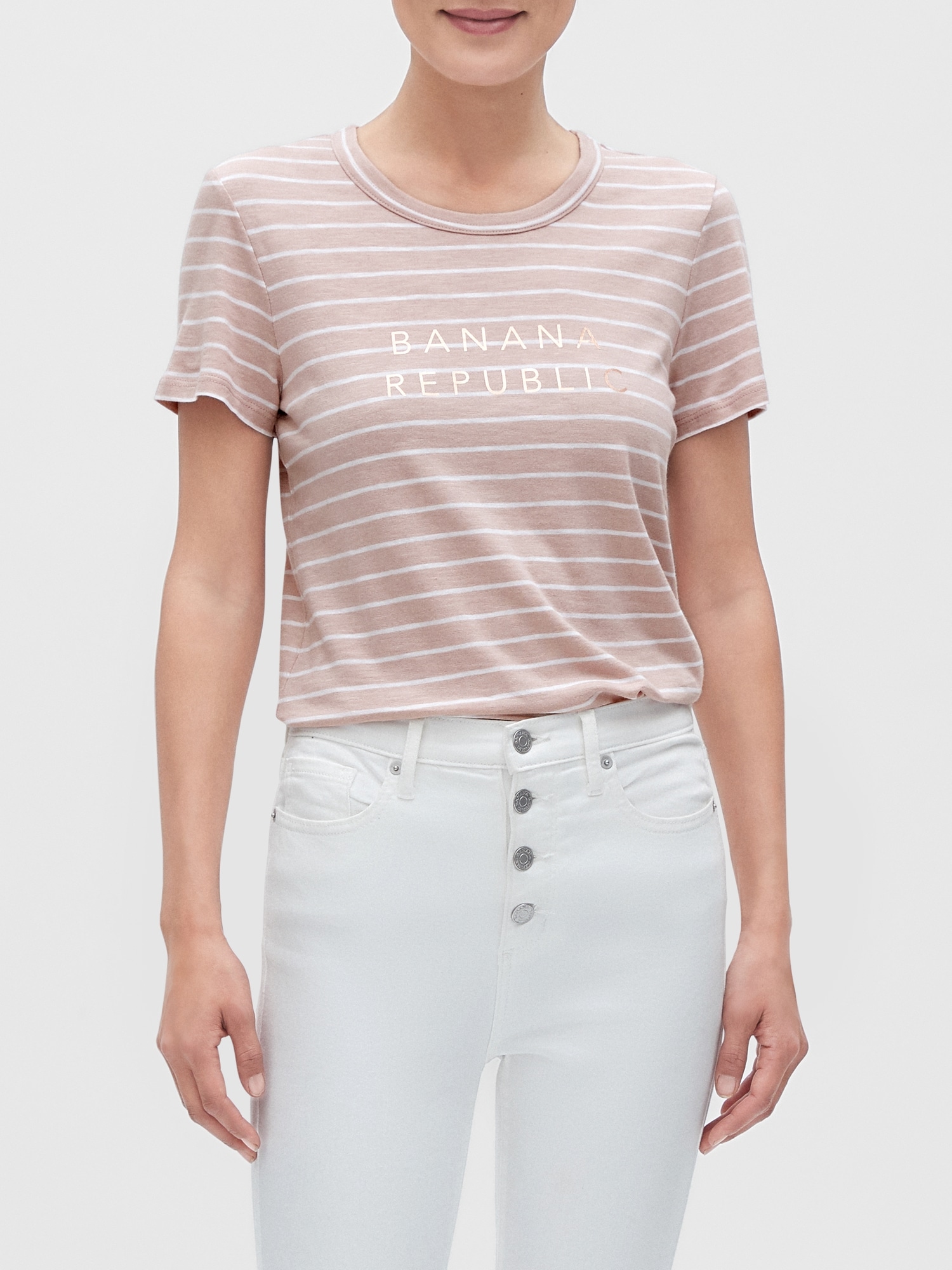 Striped Banana Republic Logo TShirt Banana Republic Factory