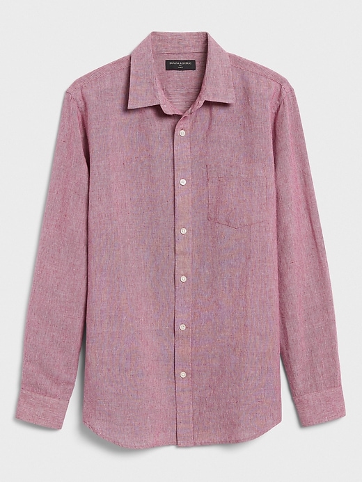 slim fit linen blend shirt