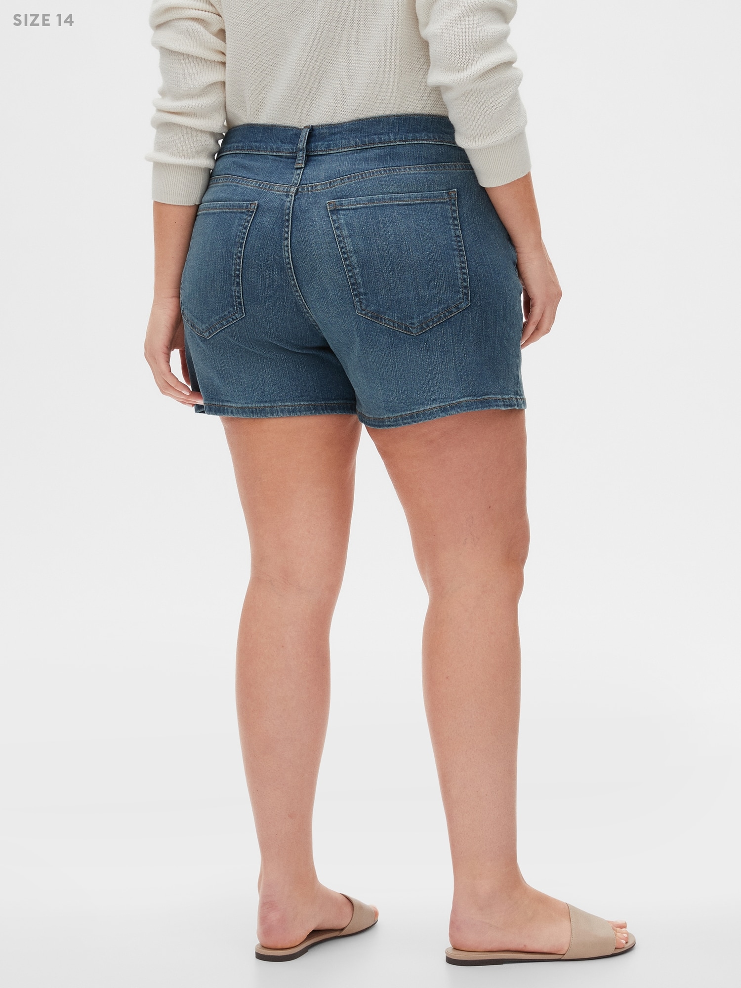 Medium Wash Denim Shorts - 4 inch inseam