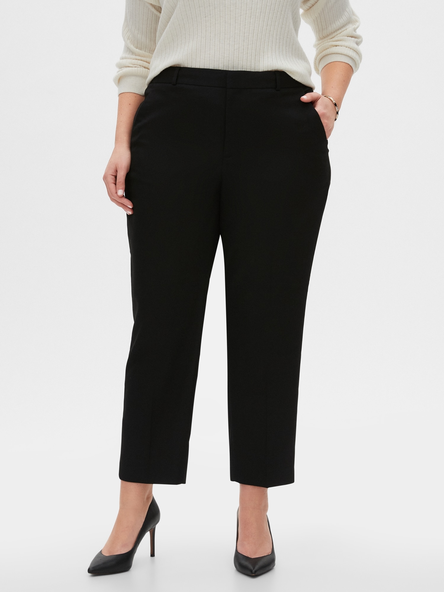 Curvy Avery Black Tailored Ankle Pant | Banana Republic Factory