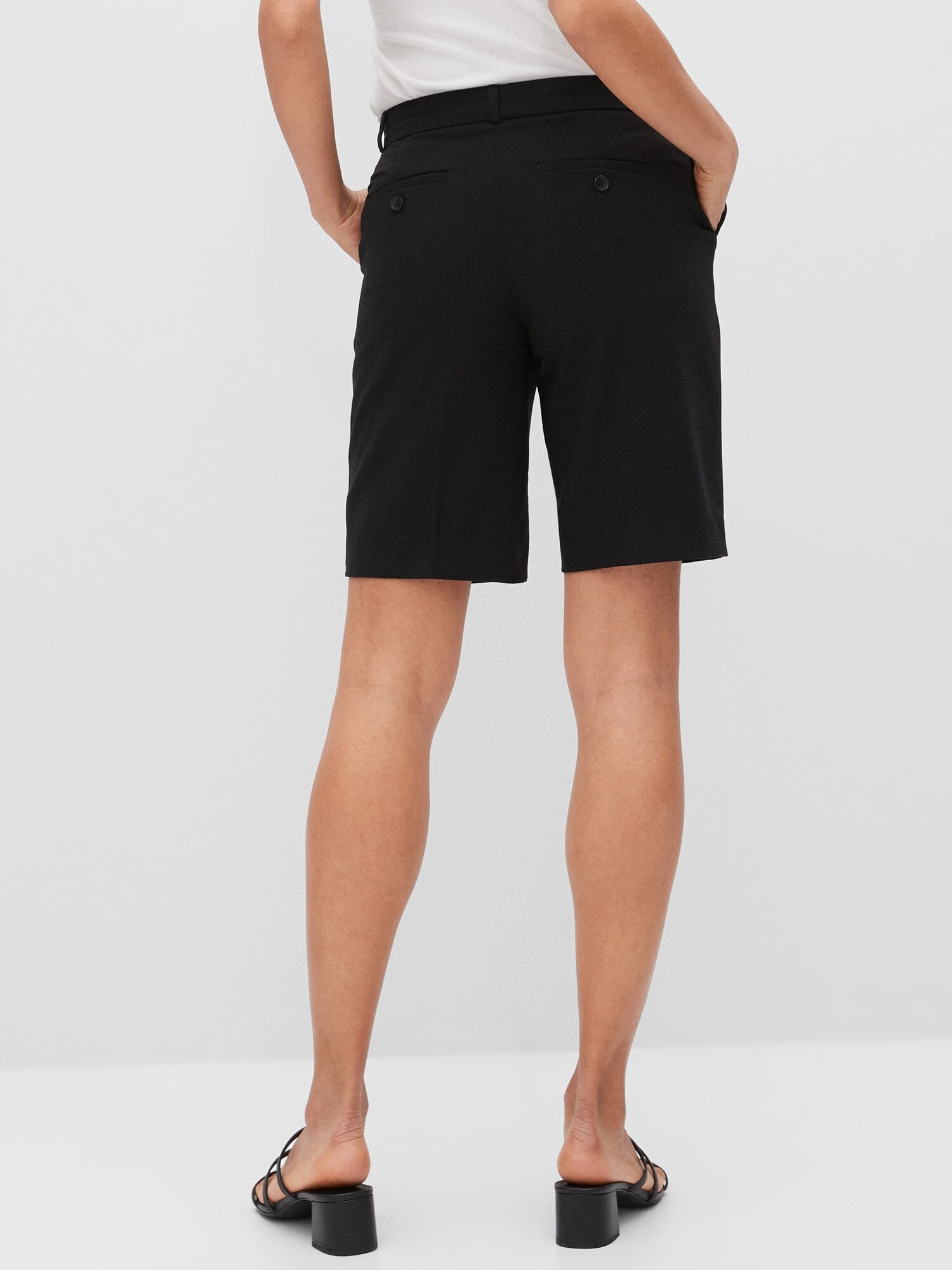 Petite HighRise Crepe Bermuda Shorts 10 inch inseam Banana