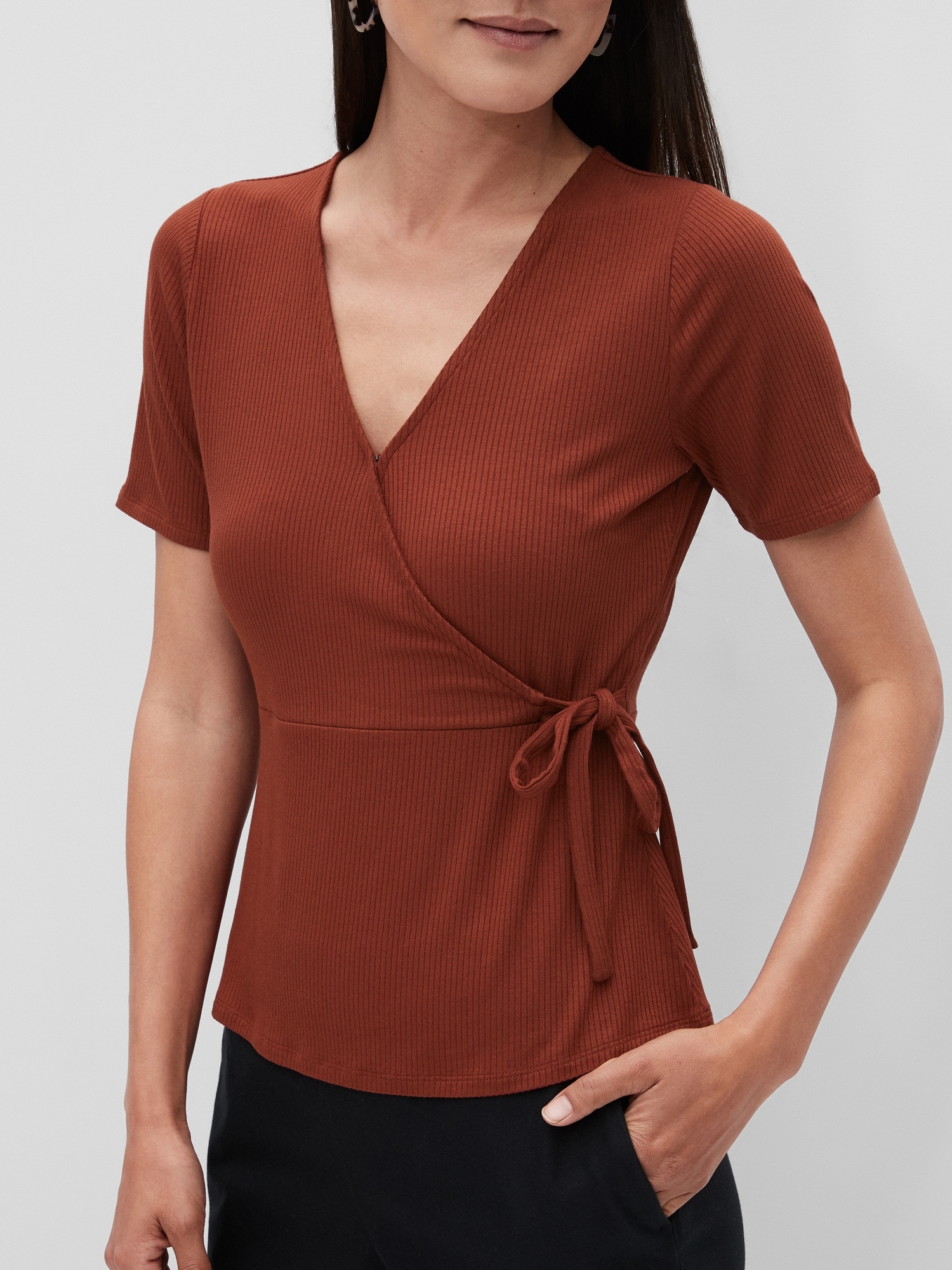 Ribbed Wrap Top Banana Republic Factory