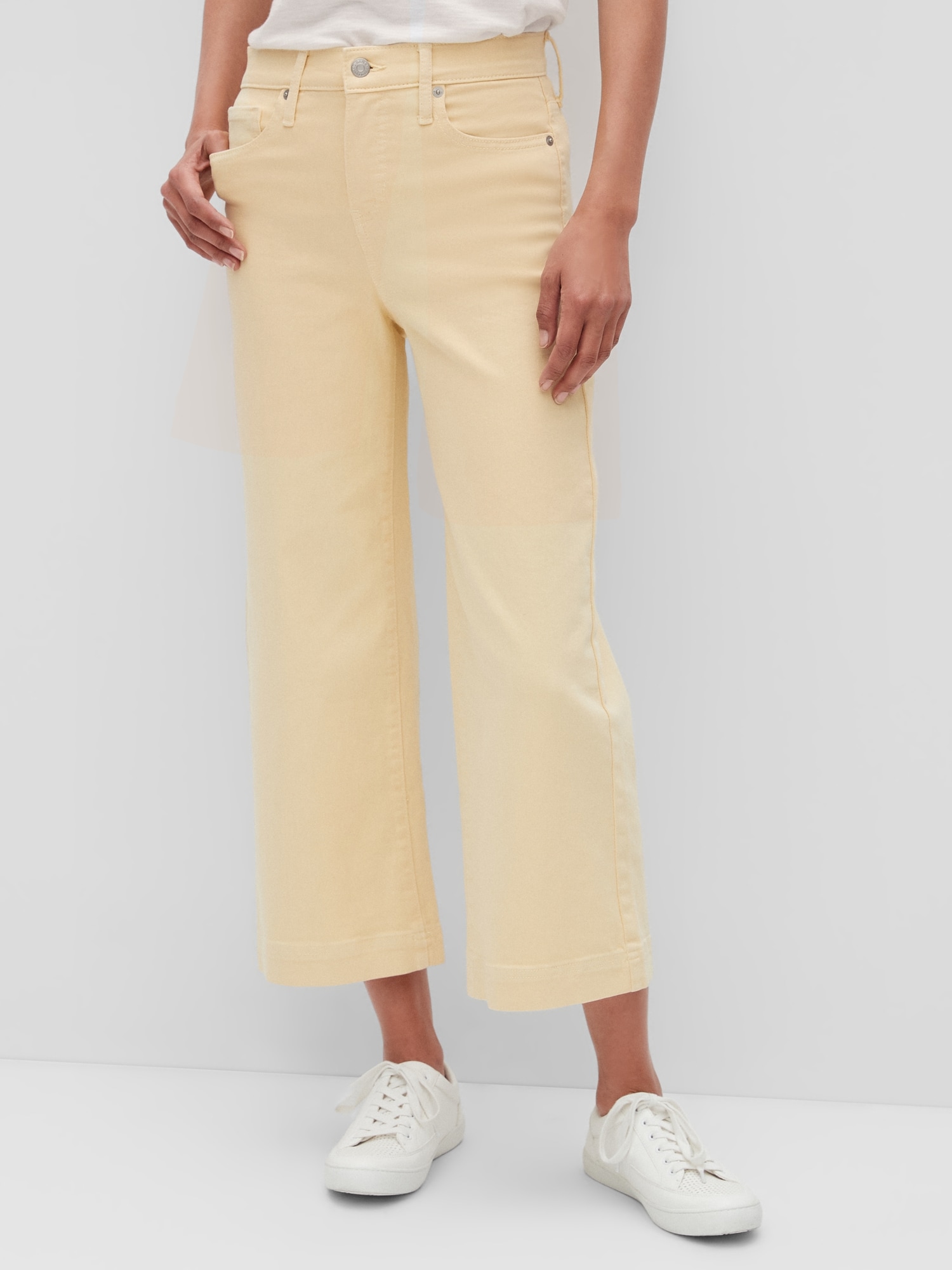 High-Rise Wide-Leg Color Crop Jean