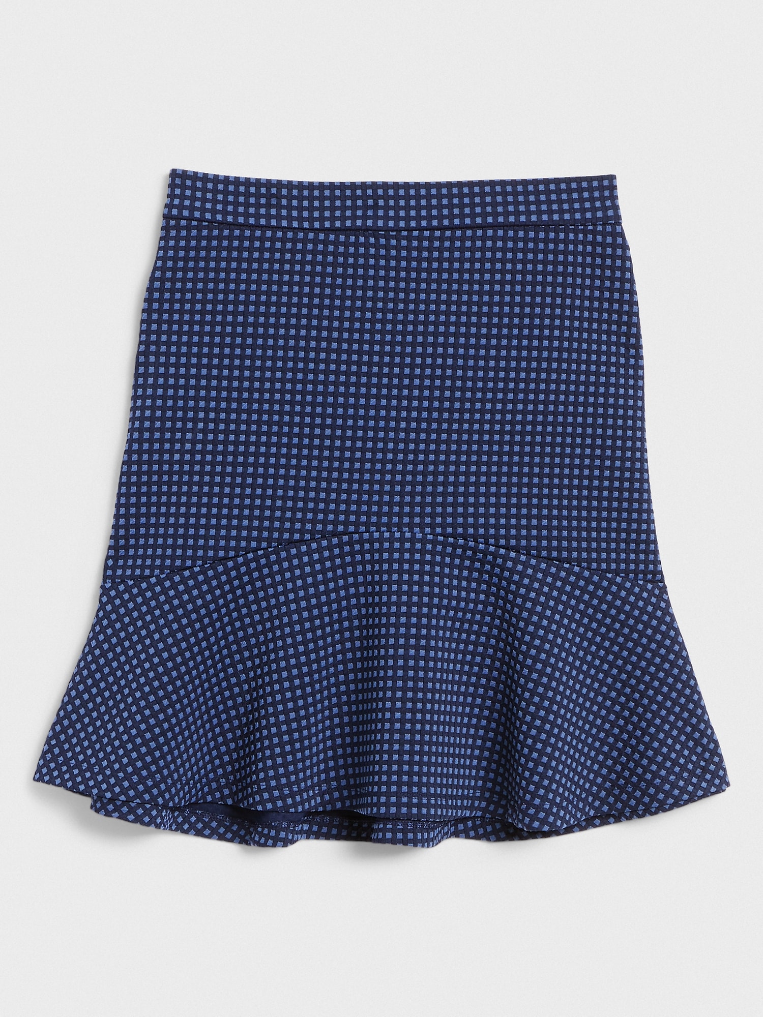 Knit Gingham Fit and Flare Skirt
