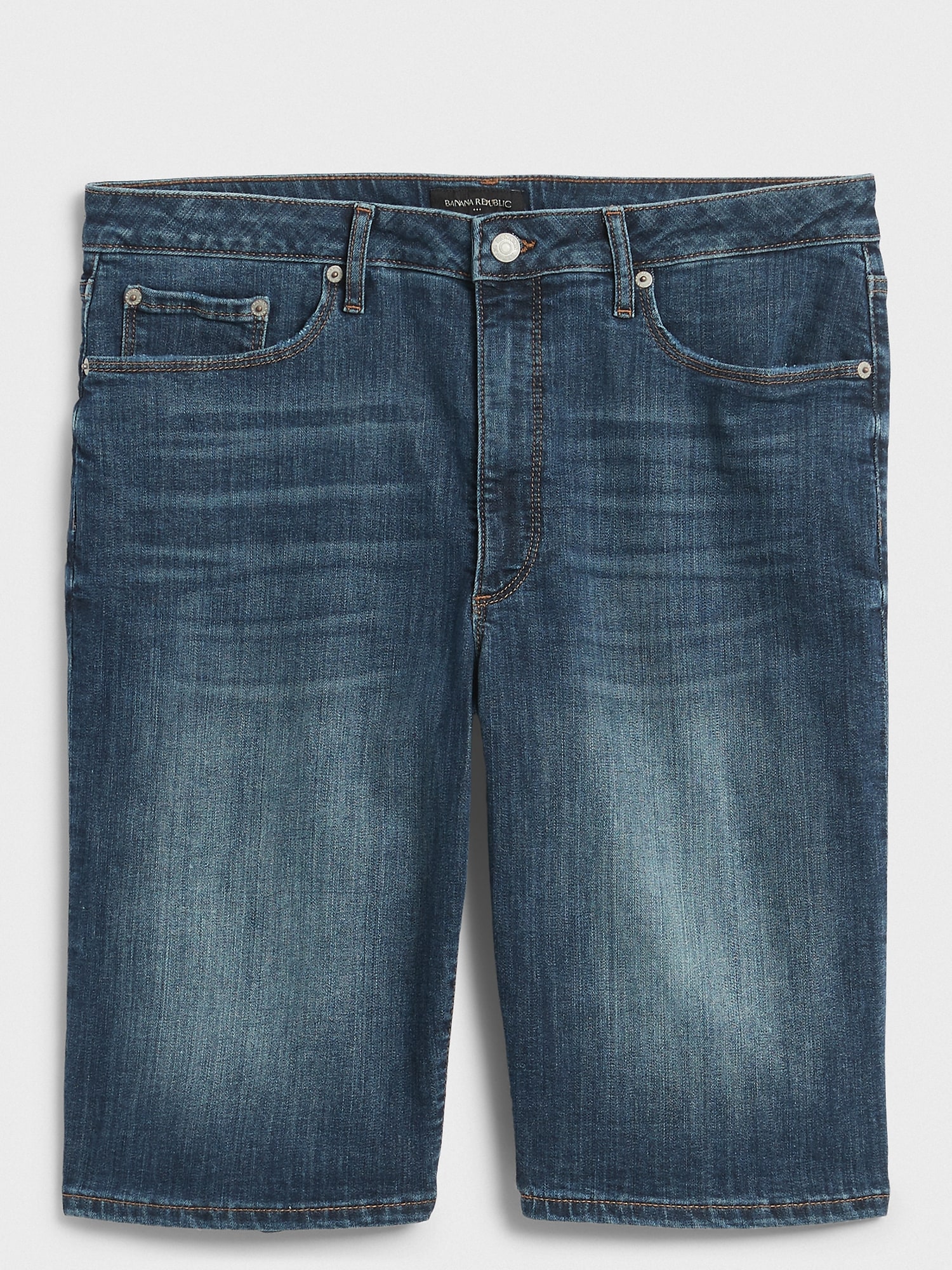 Curvy High-Rise Dark Wash Denim Shorts - 10 inch inseam