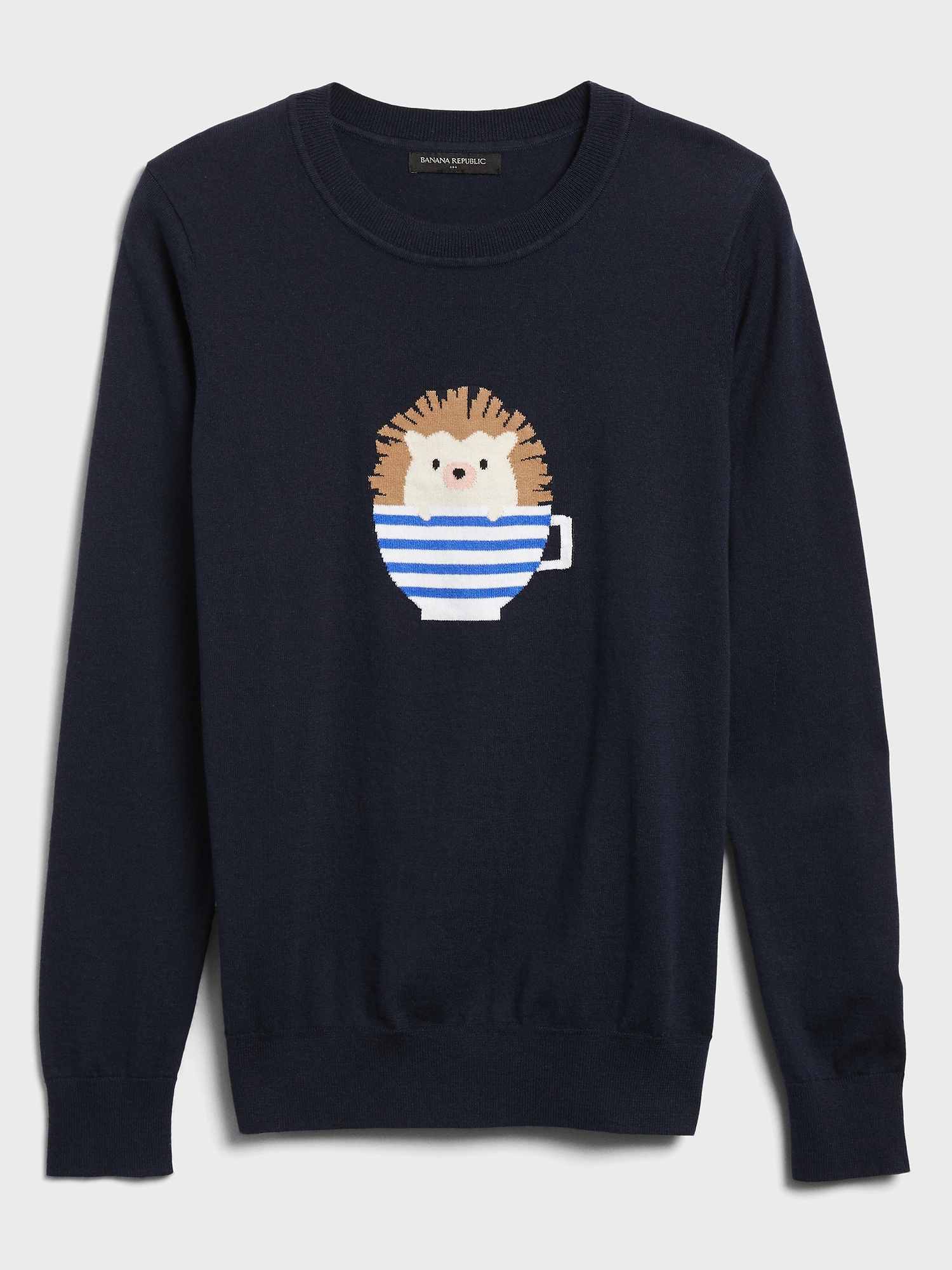 Hedgehog Intarsia Crew-Neck Sweater