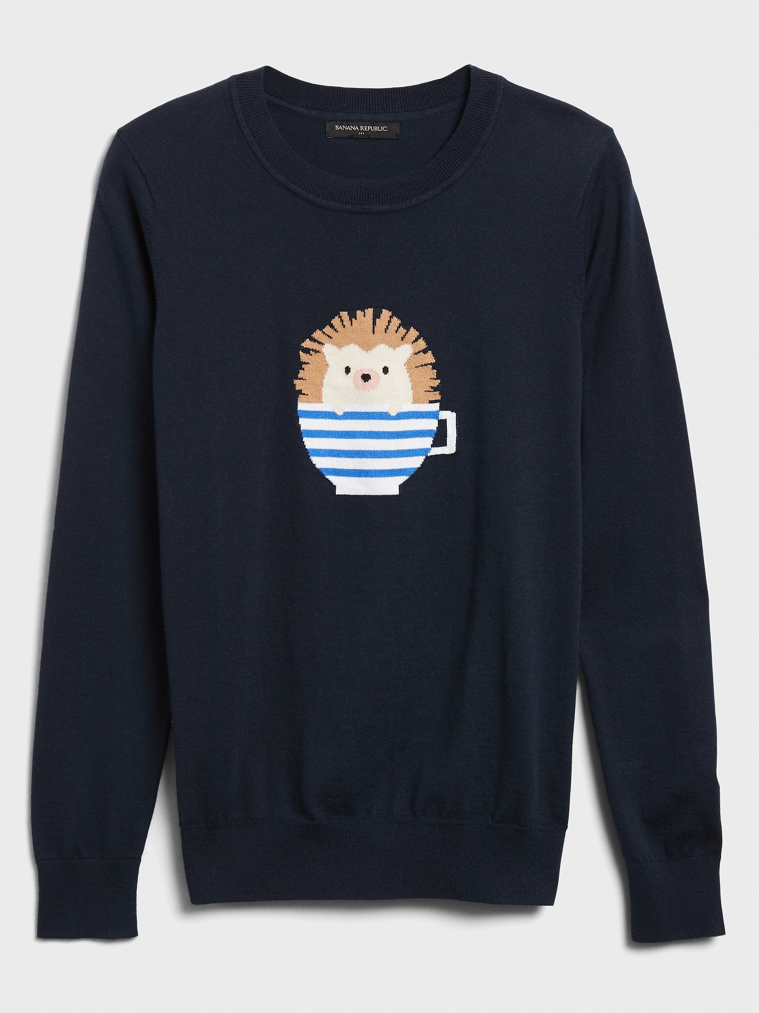 Petite Hedgehog Intarsia Crew-Neck Sweater