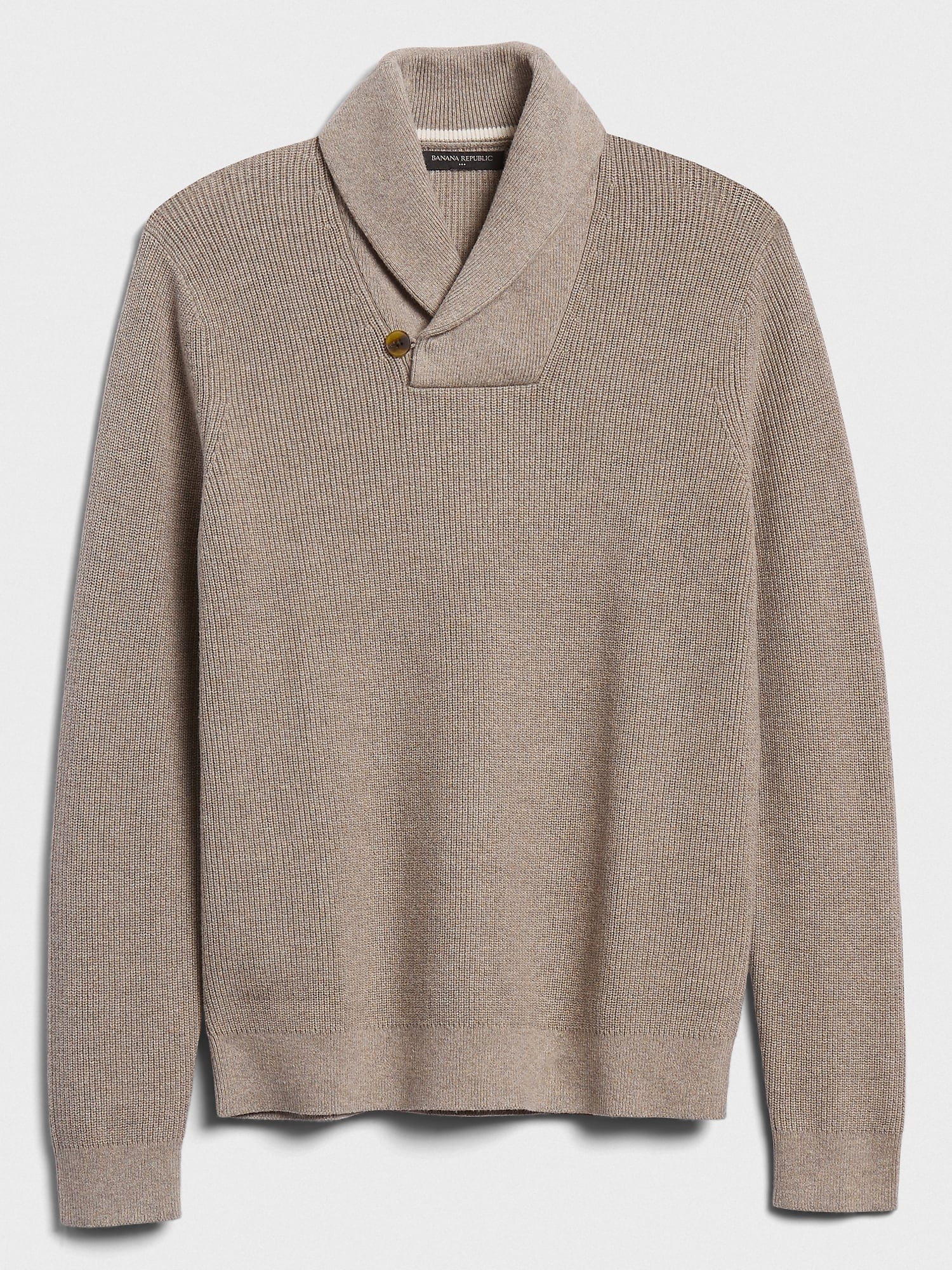 Ribbed Shawl-Collar Sweater