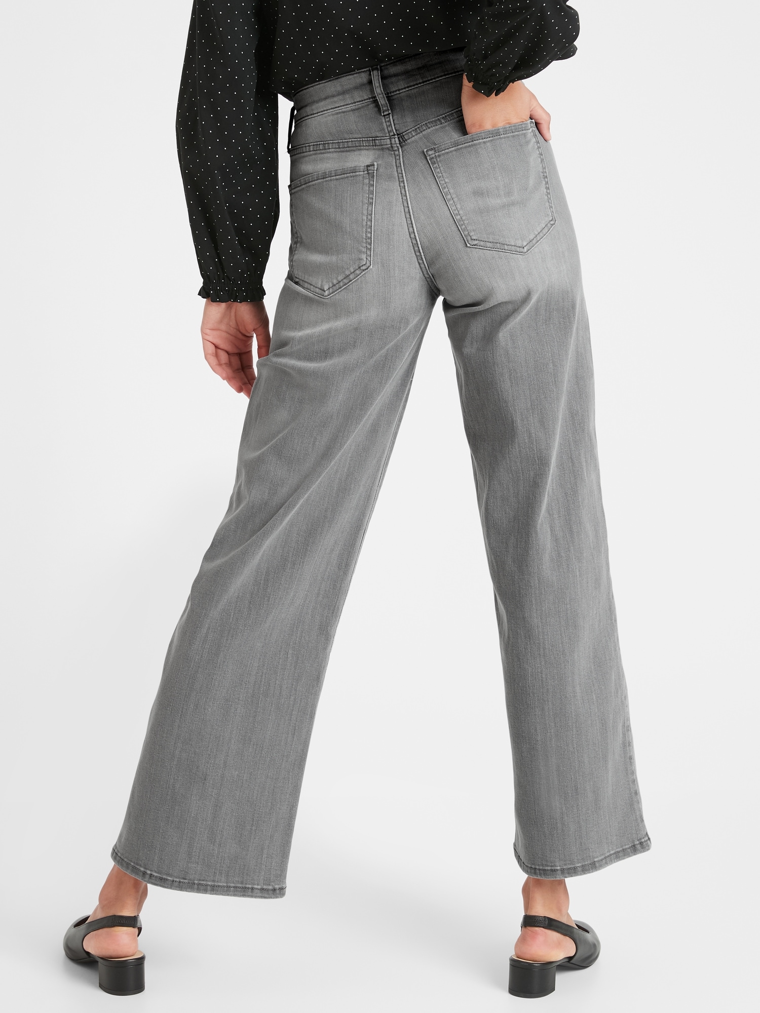 grey wide leg jeans