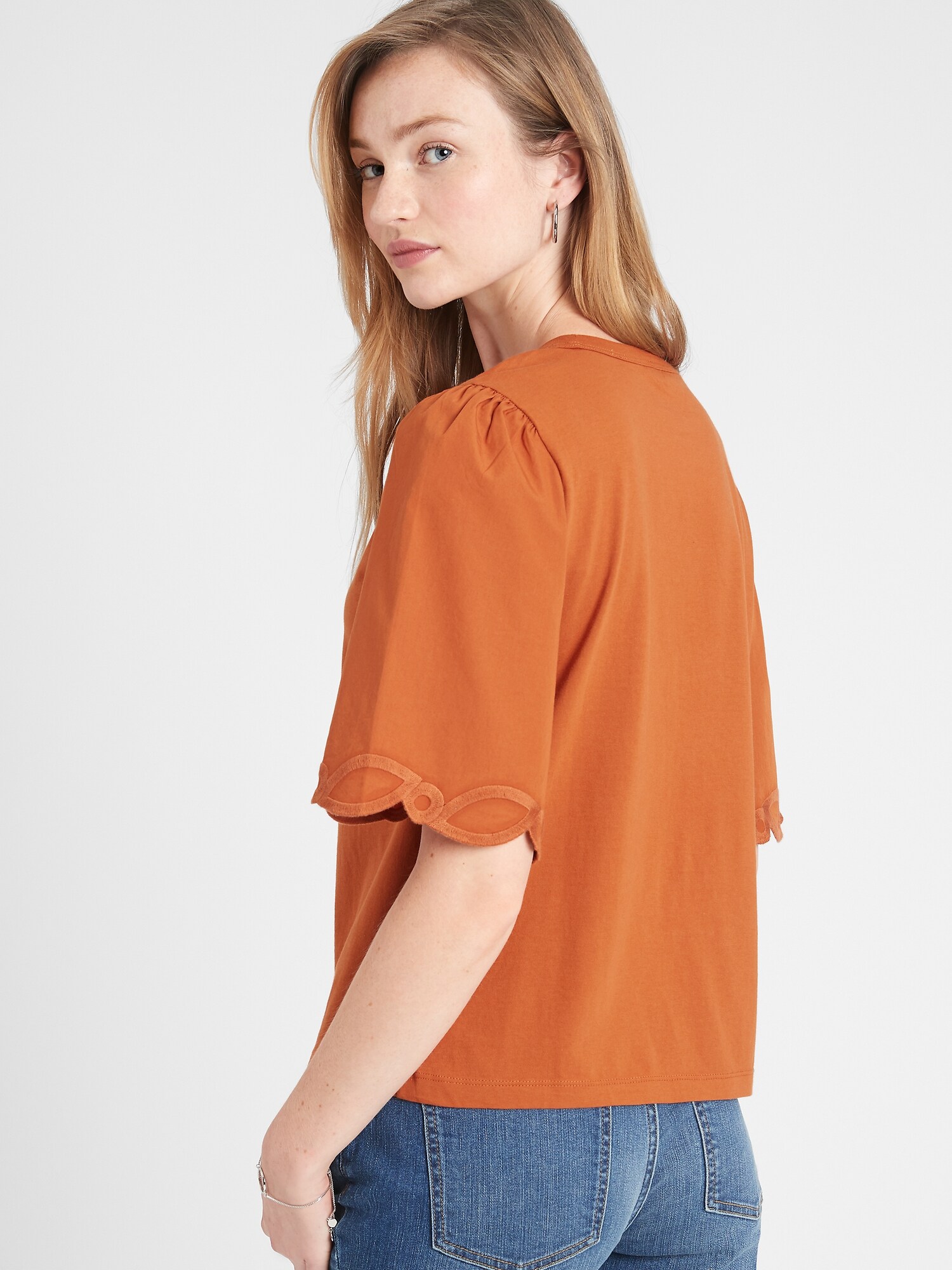 Embroidered-Sleeve T-Shirt