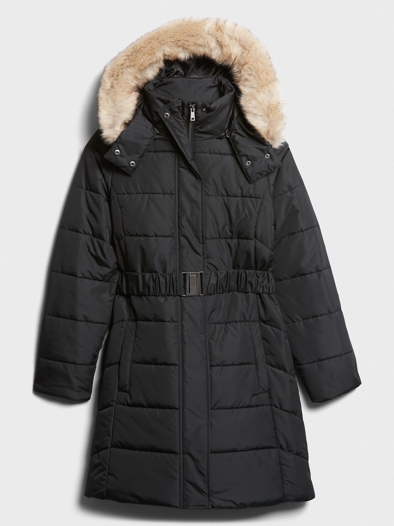 puffer coat with fur collar