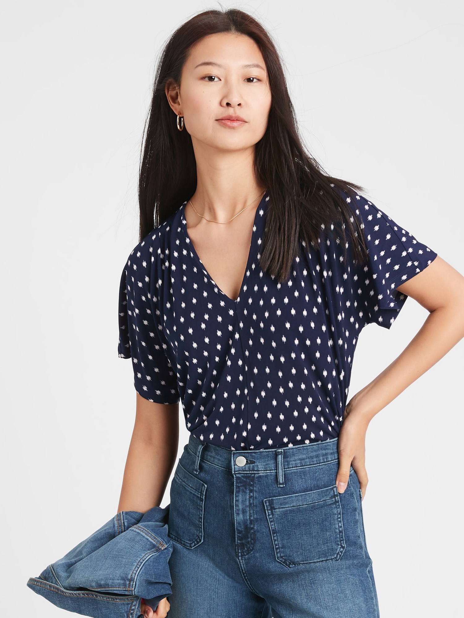 Matte Jersey Pleated Top | Banana Republic Factory