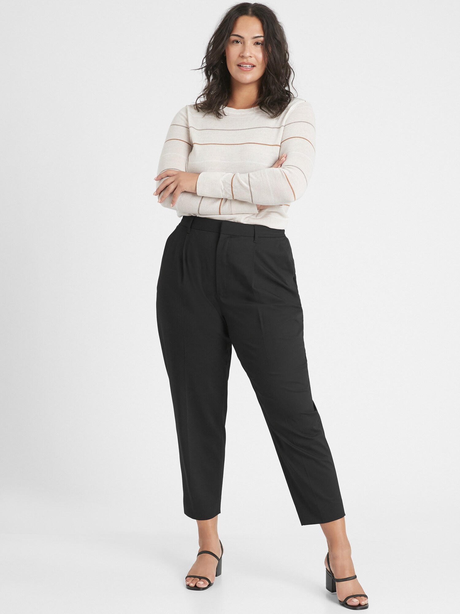 Curvy Pleat Front Tapered Pant