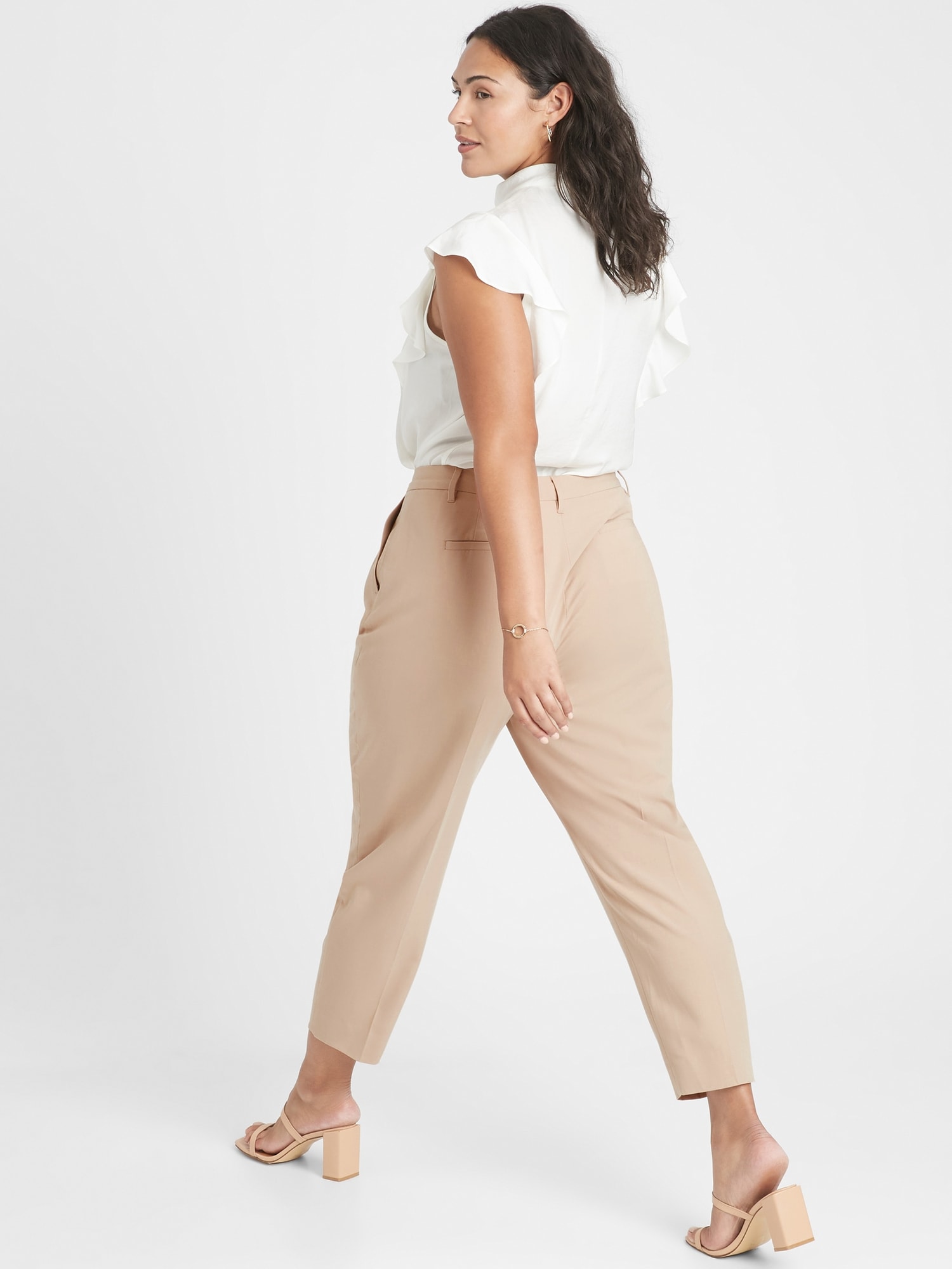 Curvy Pleat Front Heathered Tapered Pant