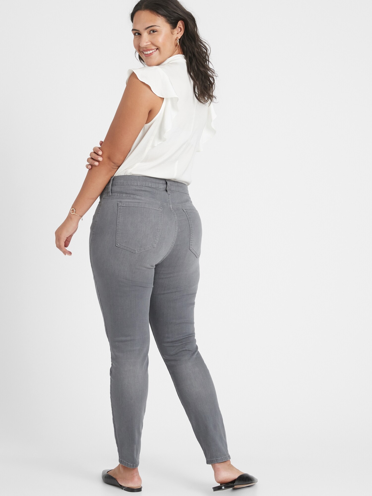 Curvy High-Rise Washed Out Grey Skinny Jean | Banana Republic Factory