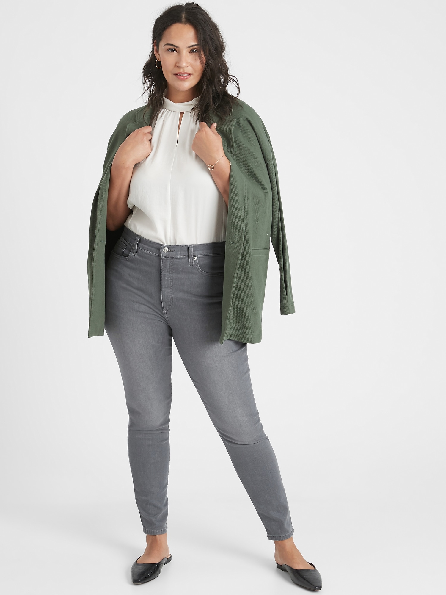 Curvy High-Rise Washed Out Grey Skinny Jean | Banana Republic Factory