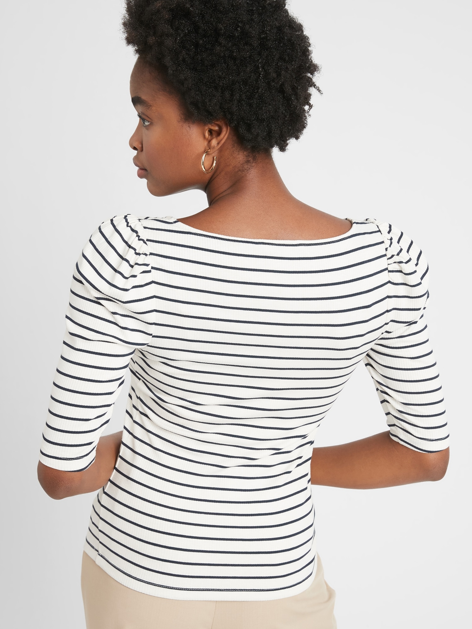 Ribbed Square-Neck Top