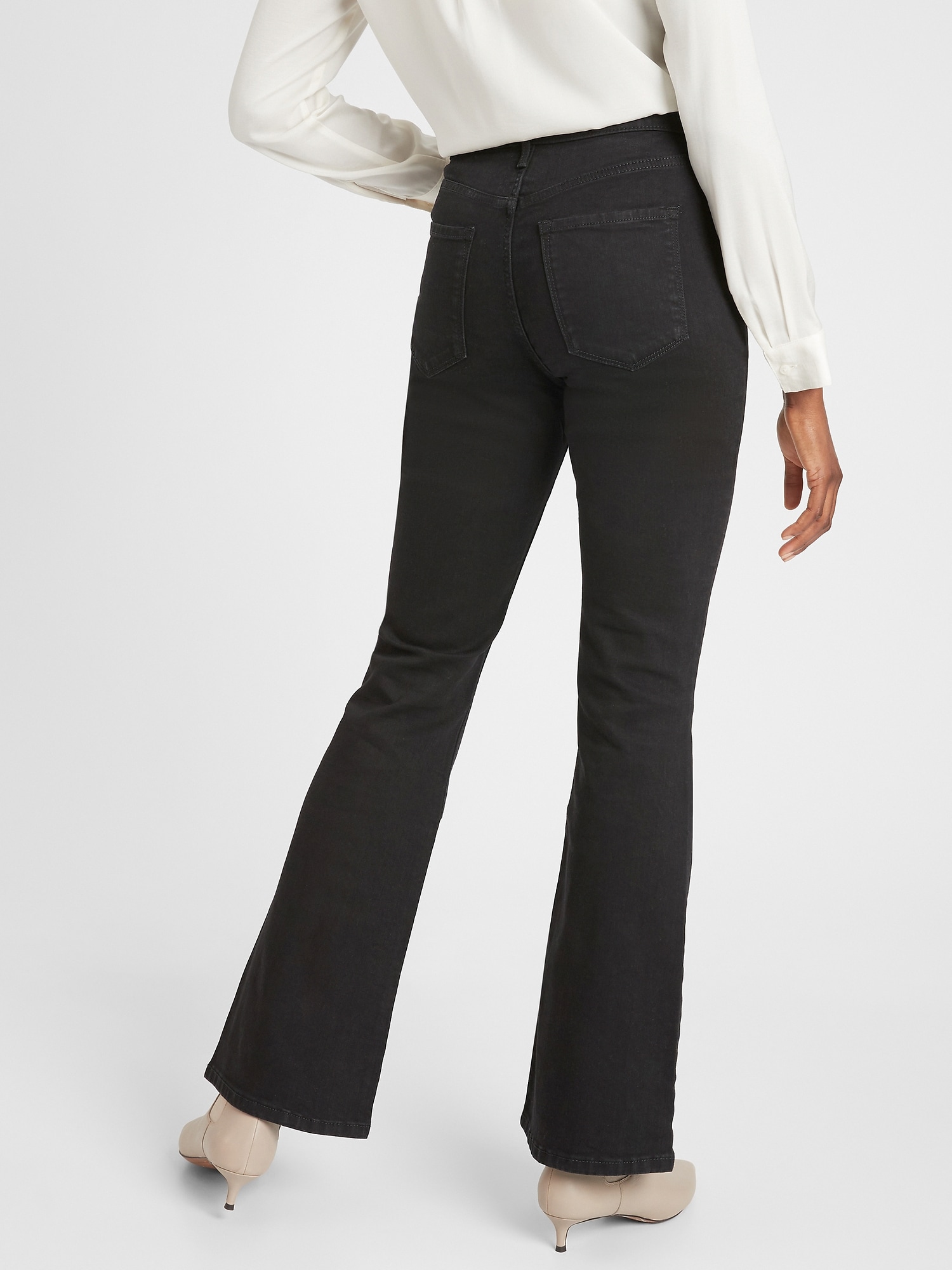 High-Rise Black Slim Flare Jean