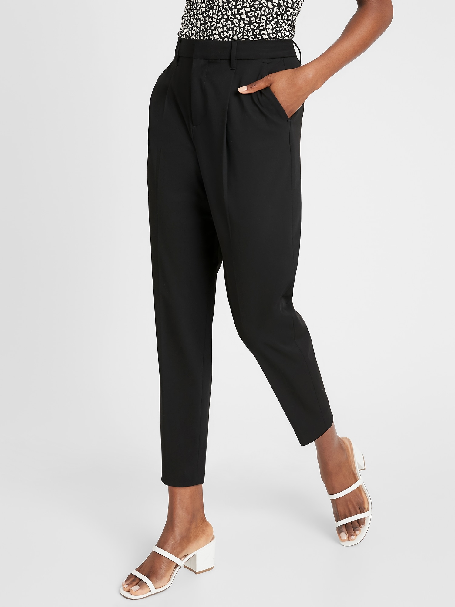 Pleated-Front Tapered Pant