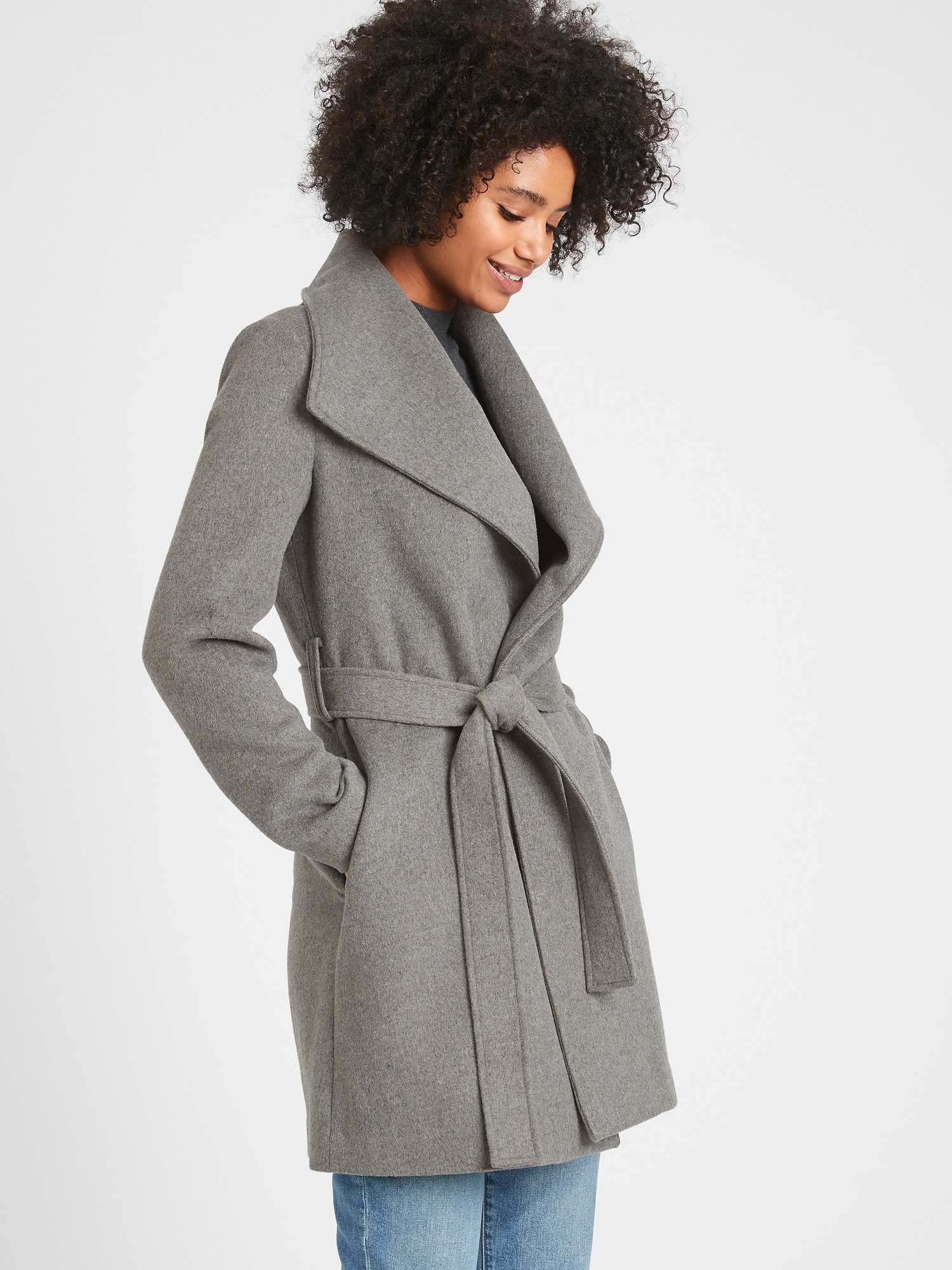 Petite Wool Wrap Coat