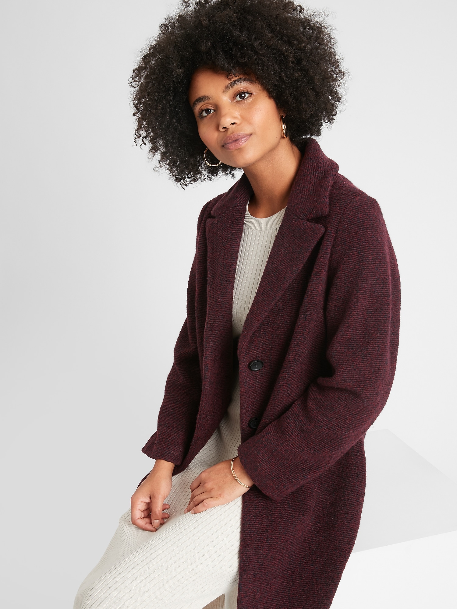 Petite Knit Wool Overcoat