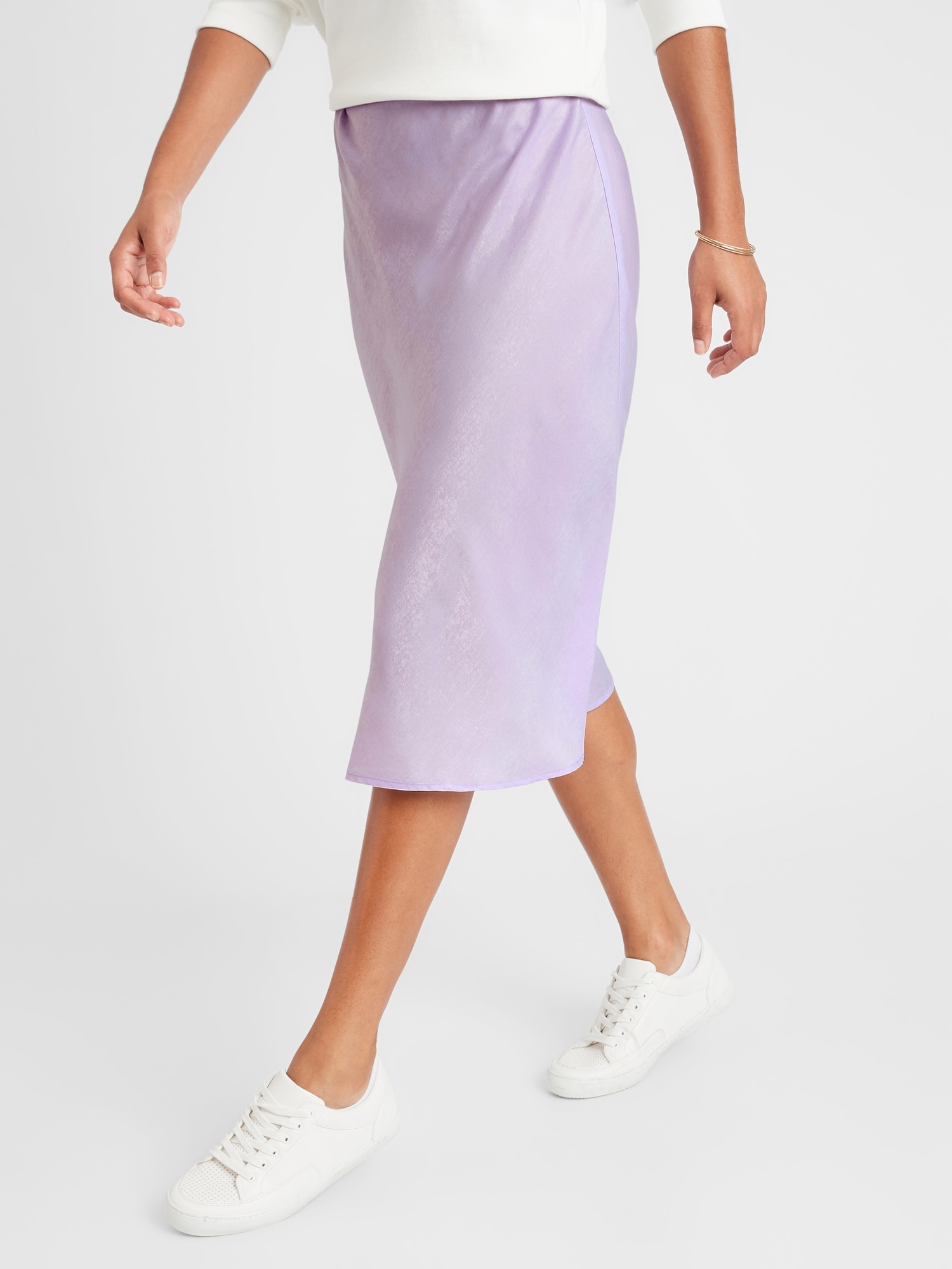 Petite Satin Slip Midi Skirt