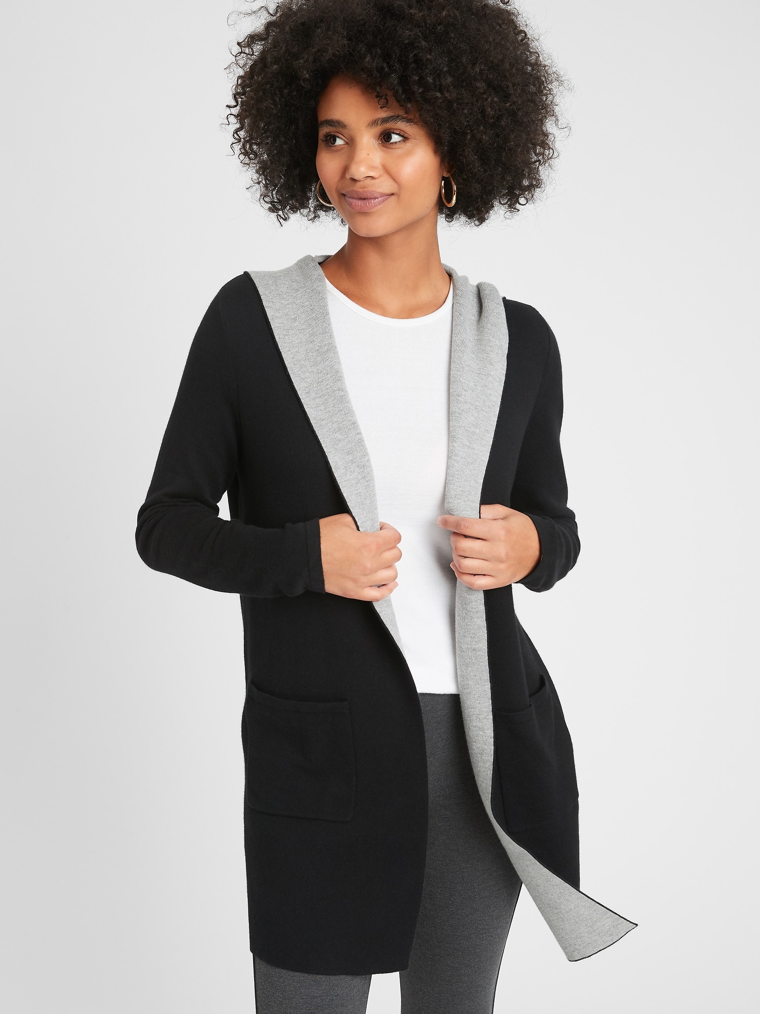 Hooded Open Front Cardigan Banana Republic Factory