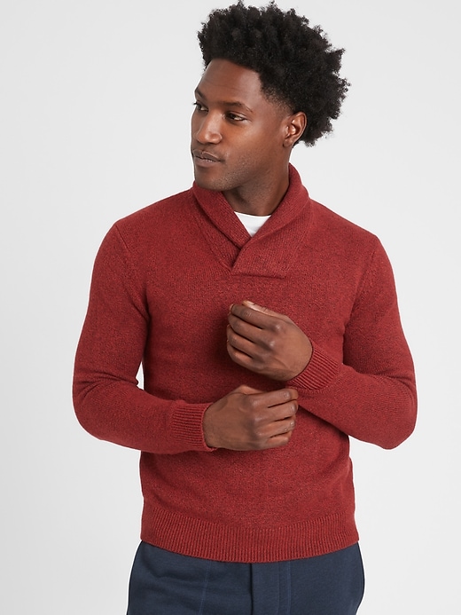 Mens red sale shawl collar sweater