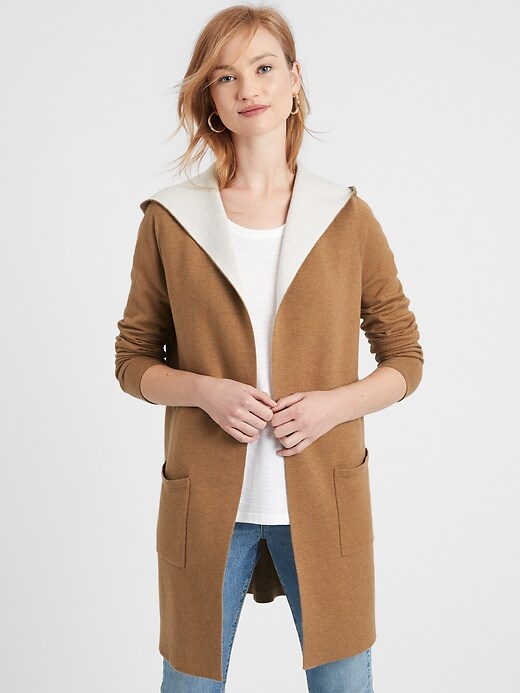 Petite hooded outlet cardigan