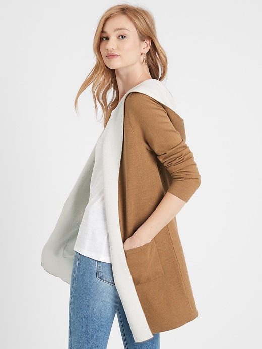 Hooded Open-Front Cardigan Banana Republic Factory