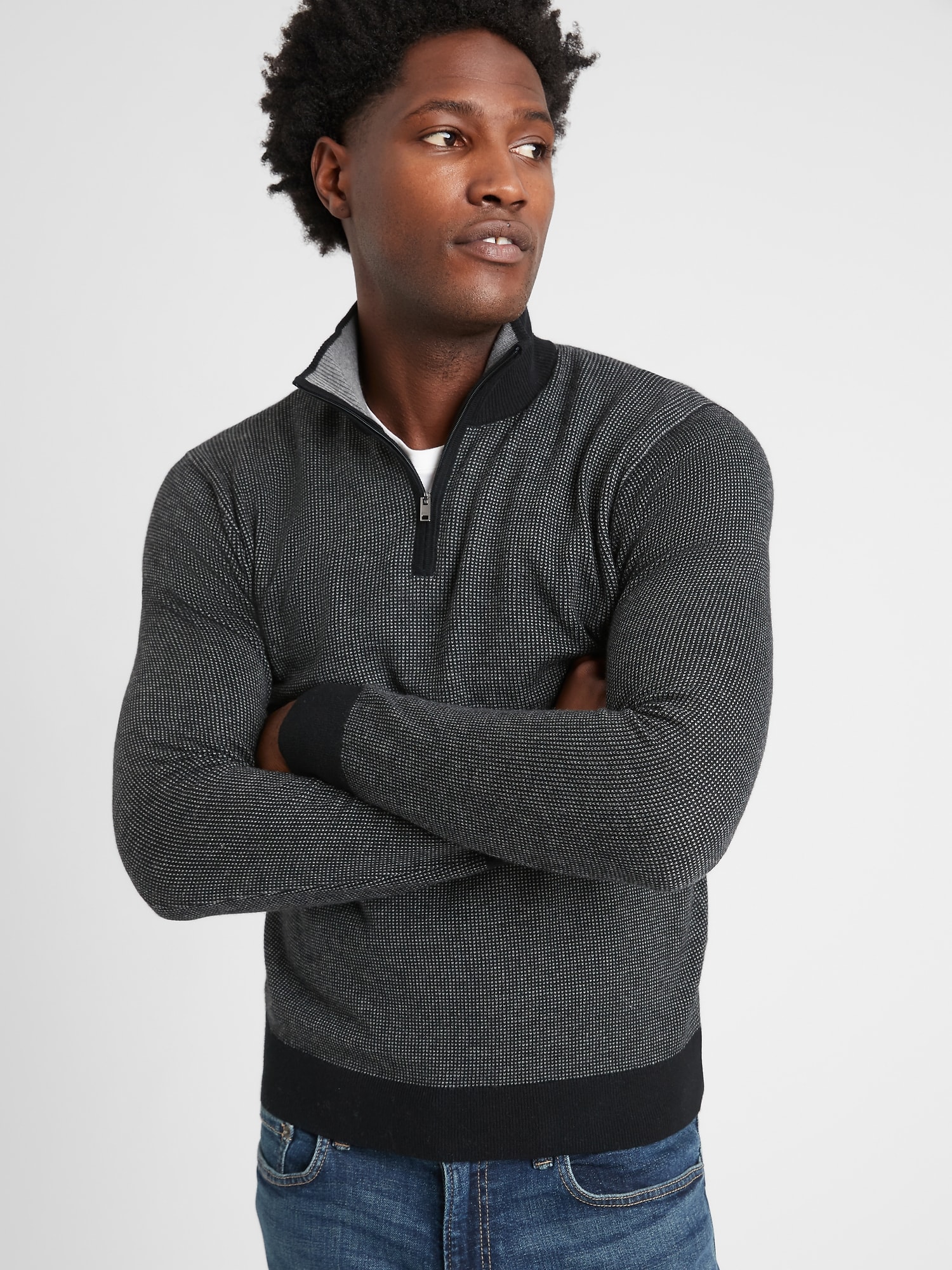 Premium Luxe 1/4 Zip-Neck Sweater | Banana Republic Factory