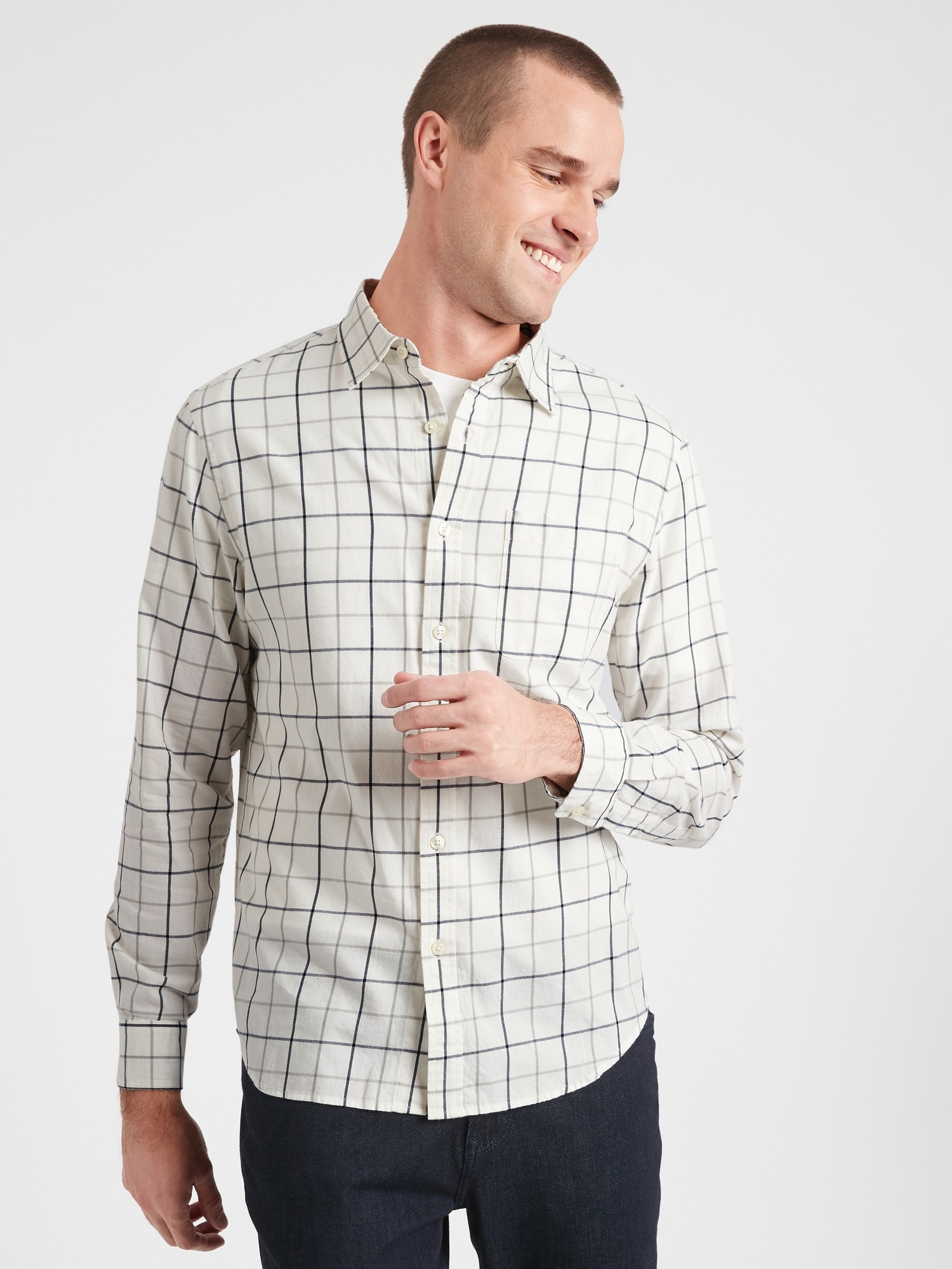 SlimFit Untucked Flannel Shirt Banana Republic Factory