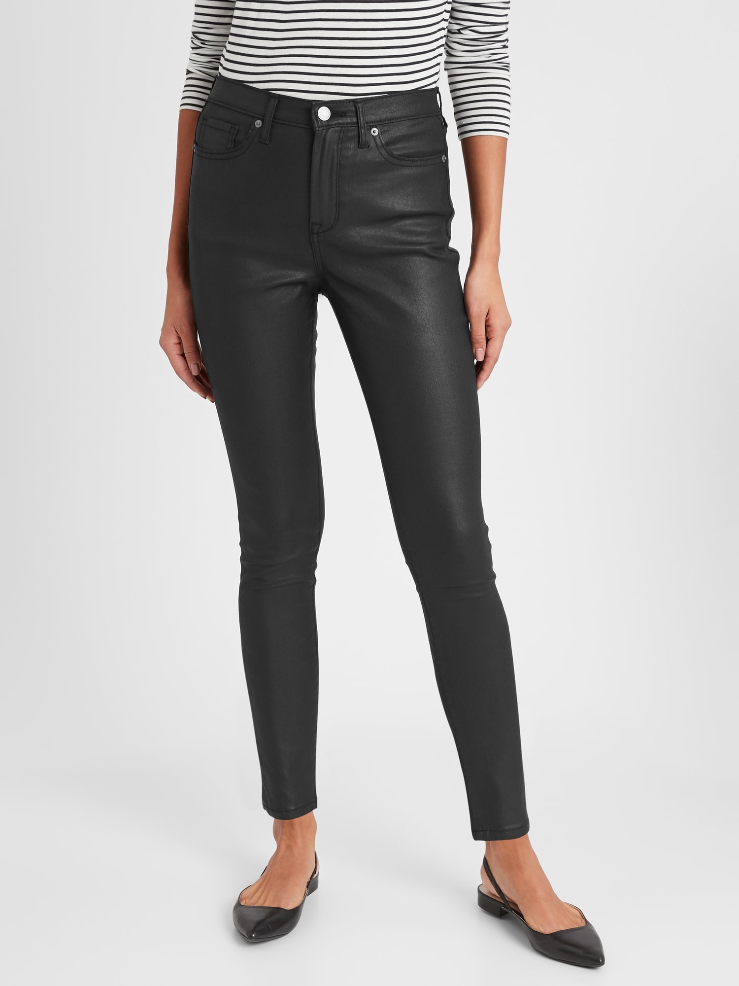 coated black jeans